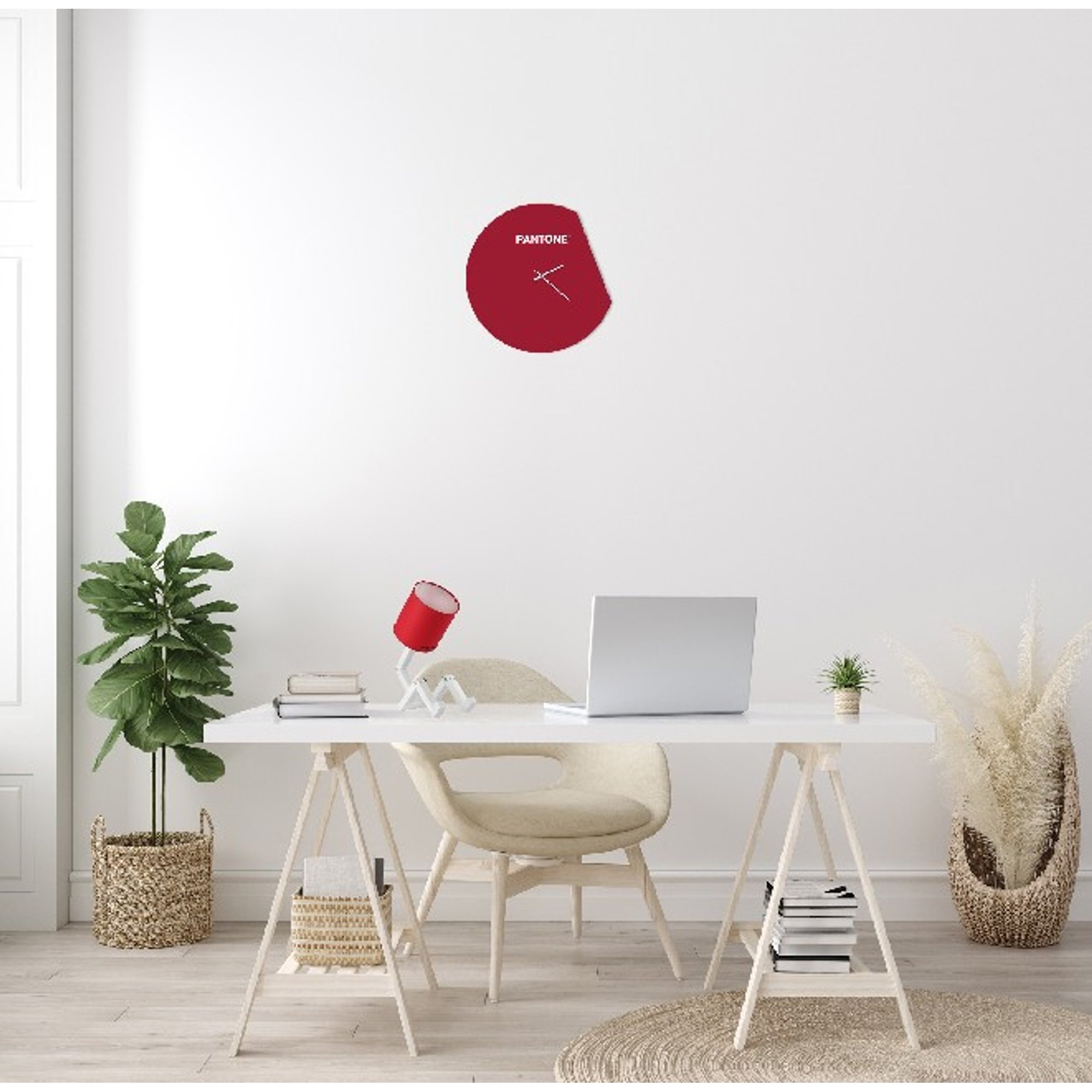 Lune - Horloge - Bordeaux, Blanc - 40 x 0,15 x 40 cm Homemania vista3