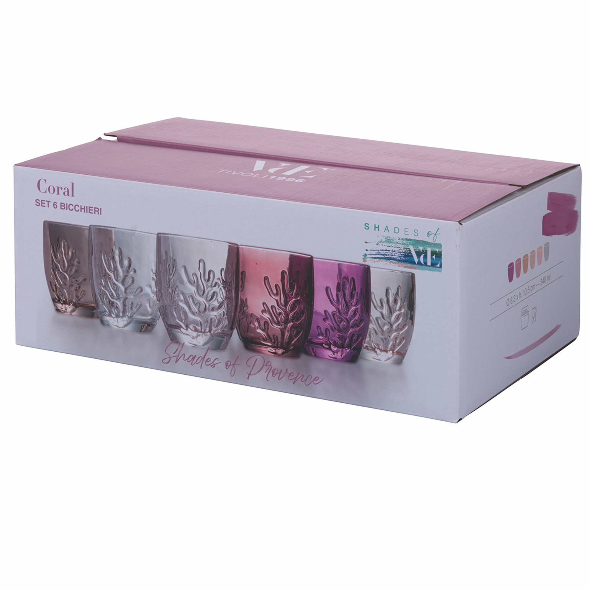 Set 6 bicchieri acqua Coral Provence 340 ml, multicolor Villa D'Este Home Tivoli 1996 vista14