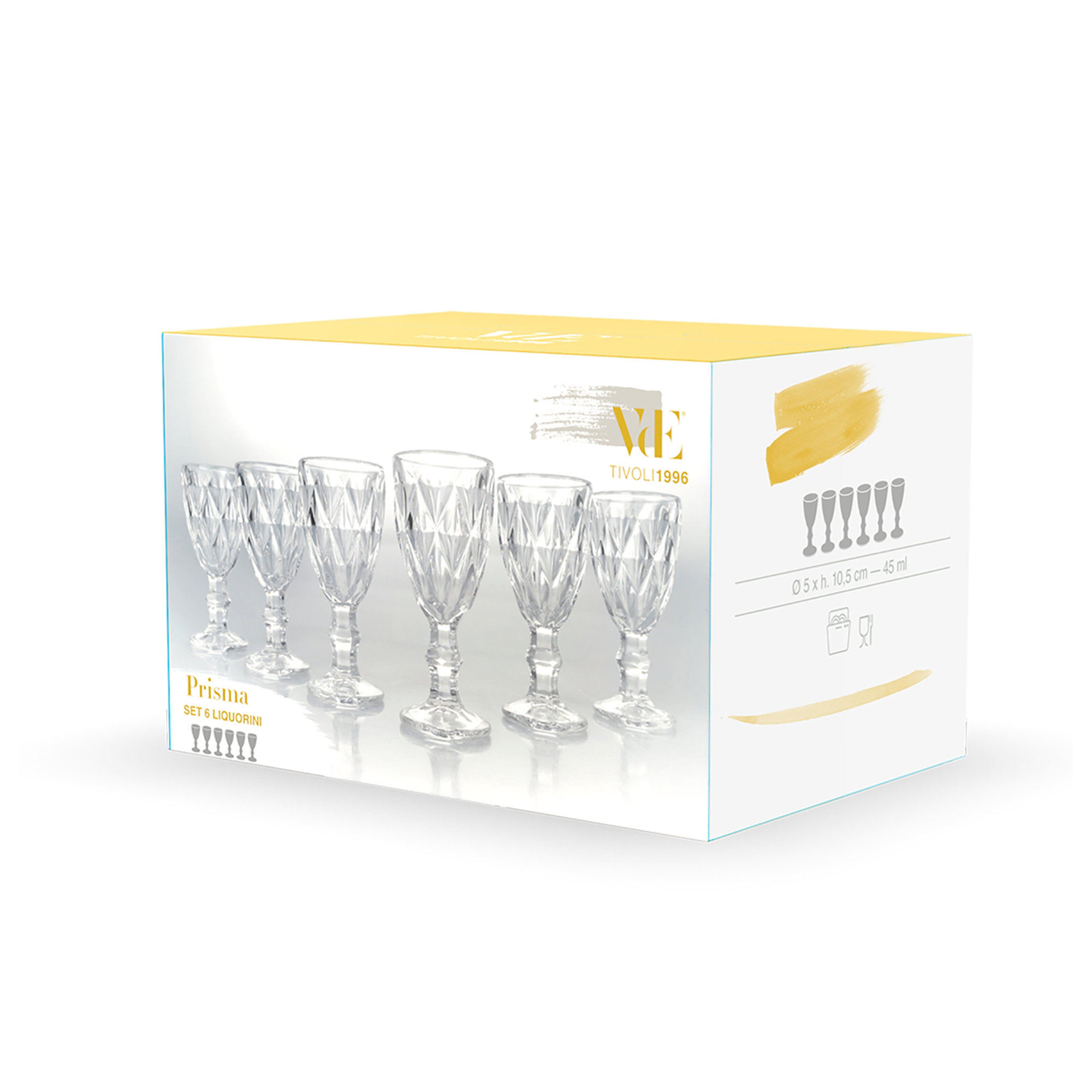 Set 6 liquorini Prisma trasparenti 45 ml Villa D'Este Home Tivoli 1996 vista3