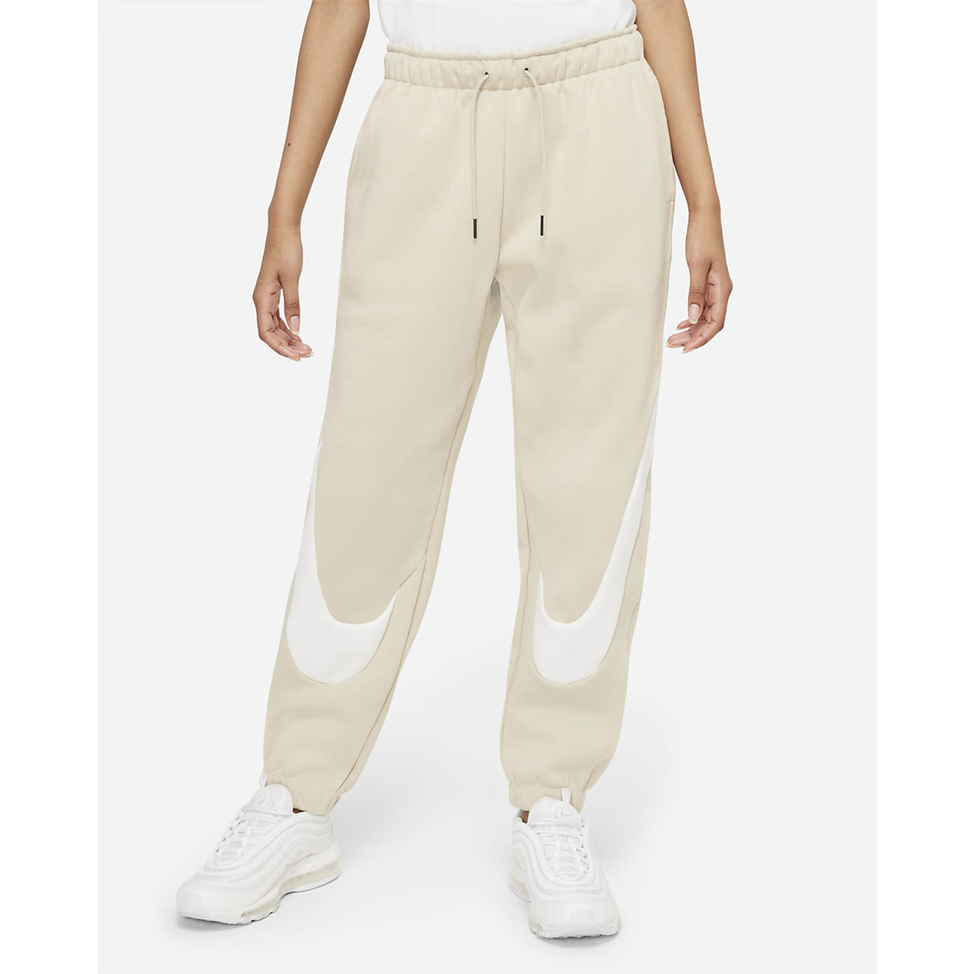 Nike Sportswear Swoosh Pantaloni jogger casual in fleece beige Nike vista0