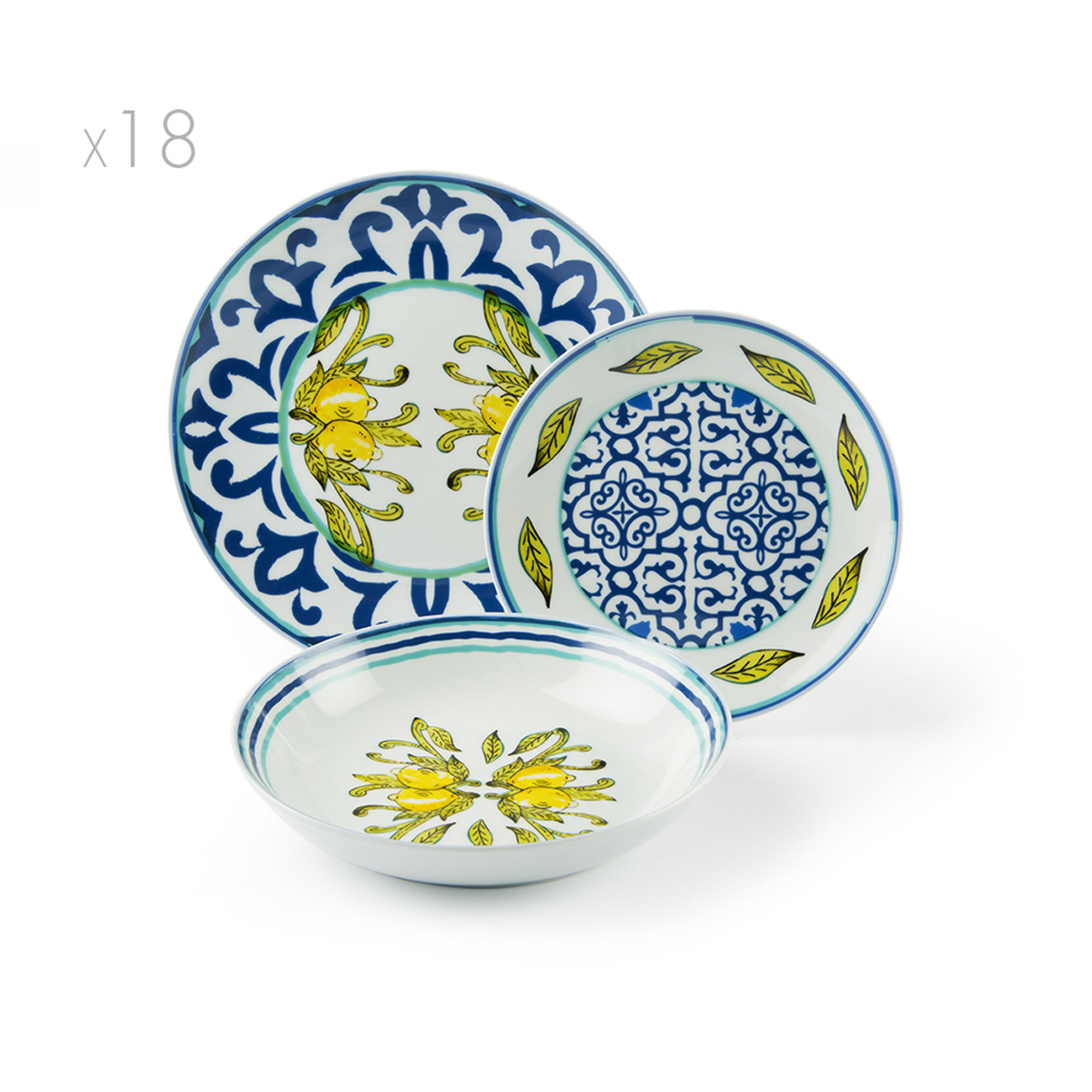 Servizio 18 piatti Amalfi, multicolore Tavola Mediterranea vista0
