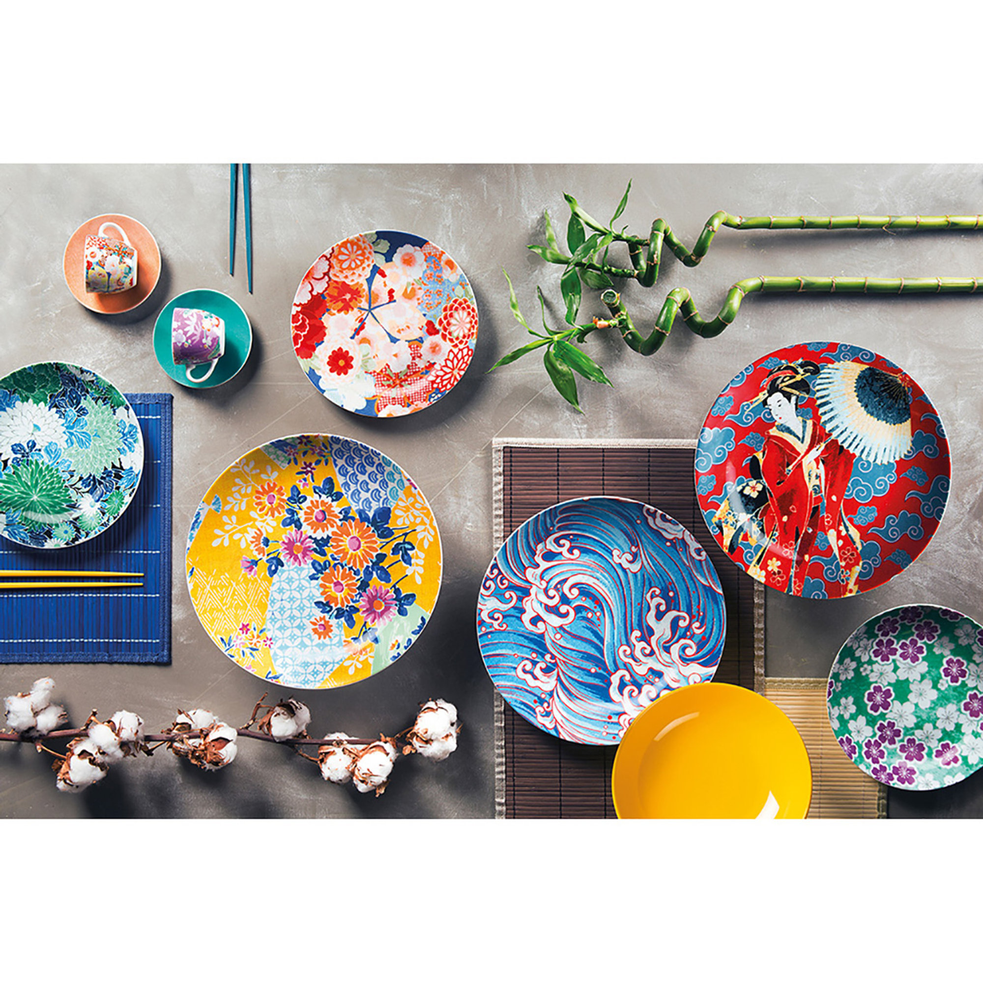 Servizio 18 piatti Kimono, multicolore Tavola Mediterranea vista8