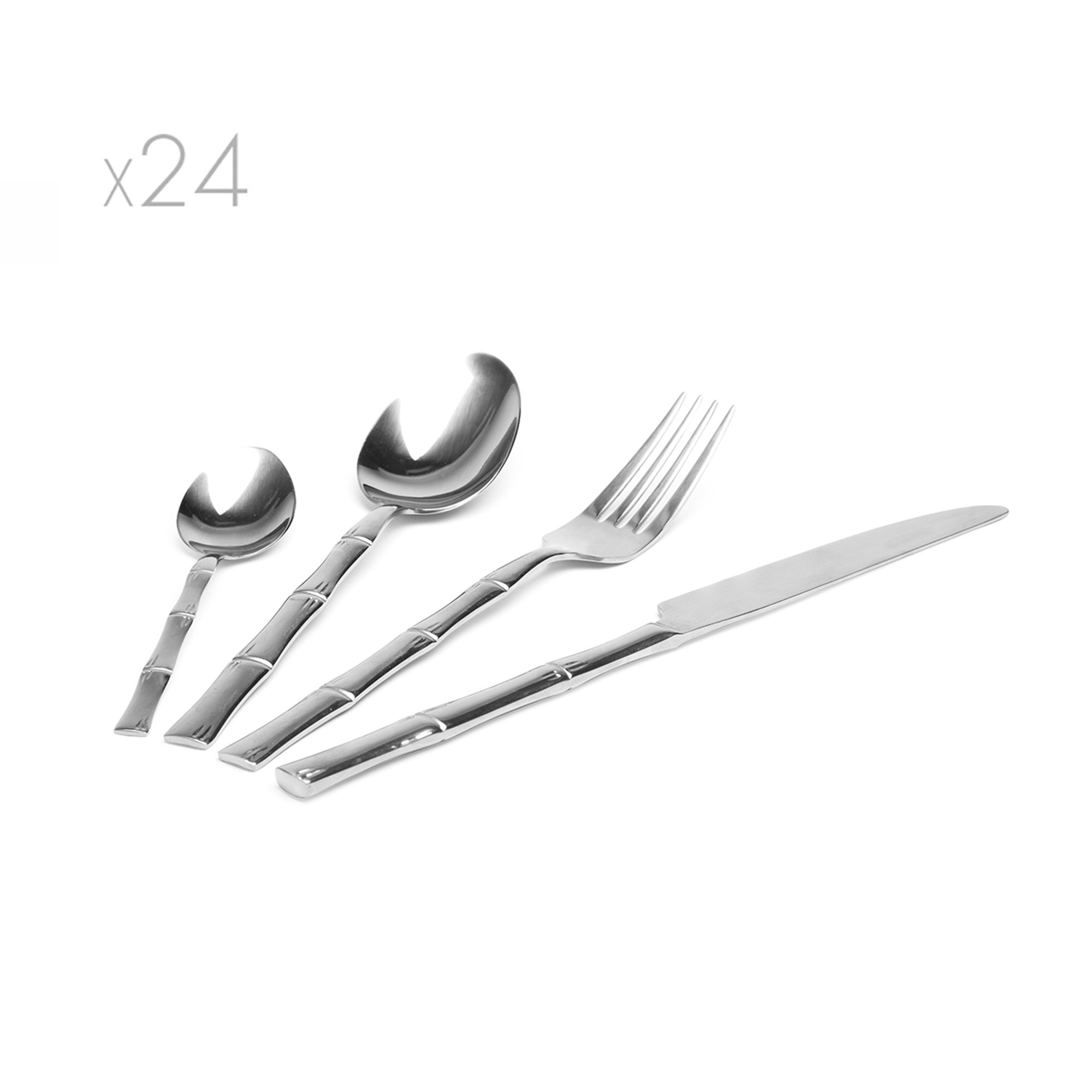 Servizio 24 posate Bambù Steel Cutlery, acciaio Tavola Mediterranea vista0