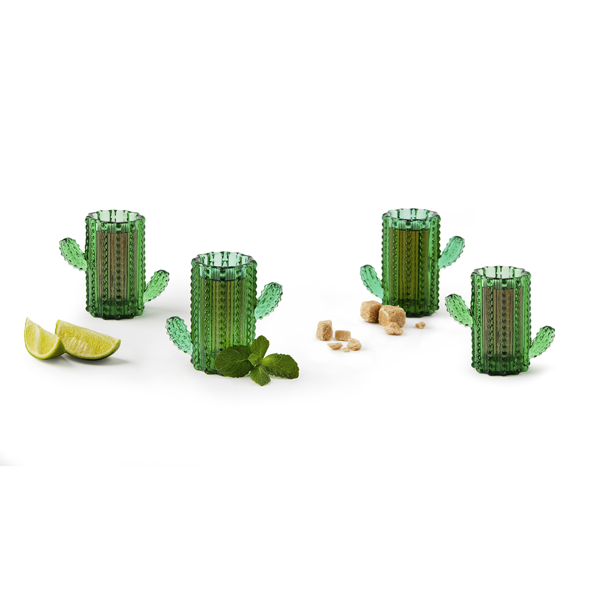 Set 4 bicchieri liquore Cactus, verde Tavola Mediterranea vista2