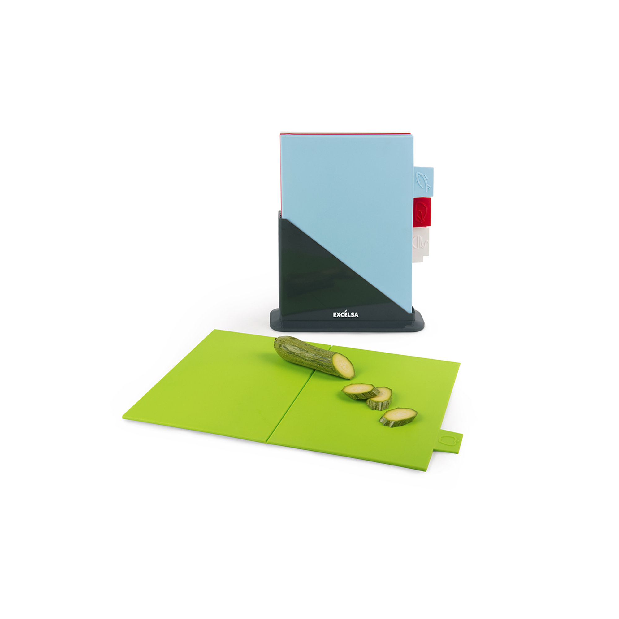 Set 4 taglieri Totem con base, multicolore Tavola Mediterranea vista2