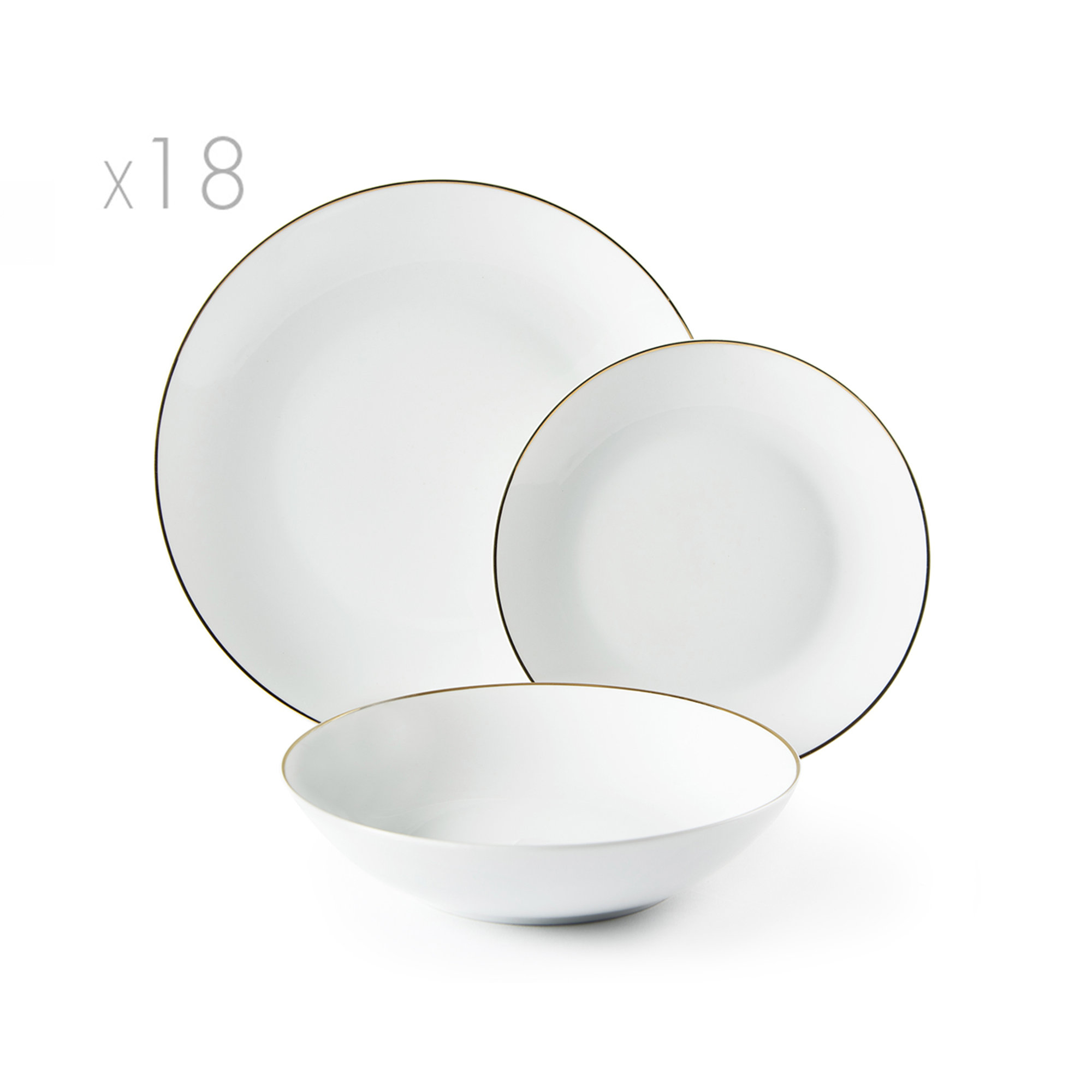 Servizio 18 piatti, bianco/oro Tavola Mediterranea vista0