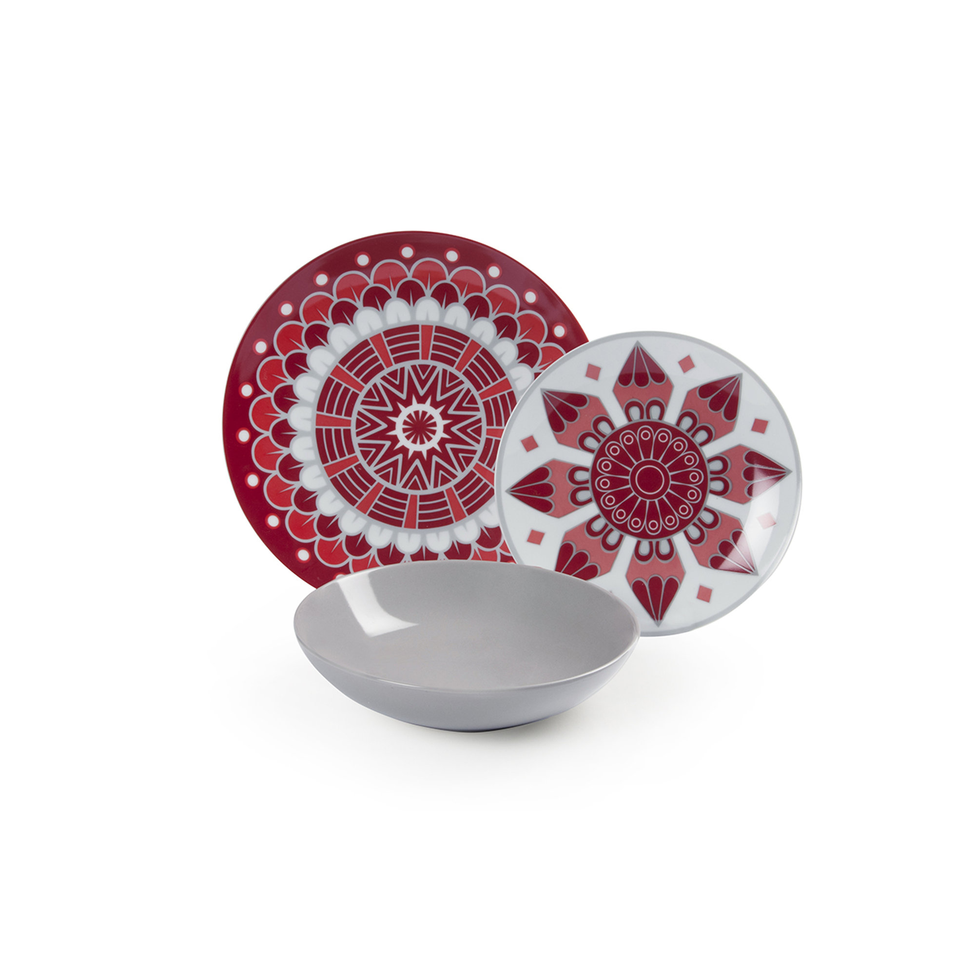 Servizio 18 piatti Mandala, rosso Tavola Mediterranea vista5