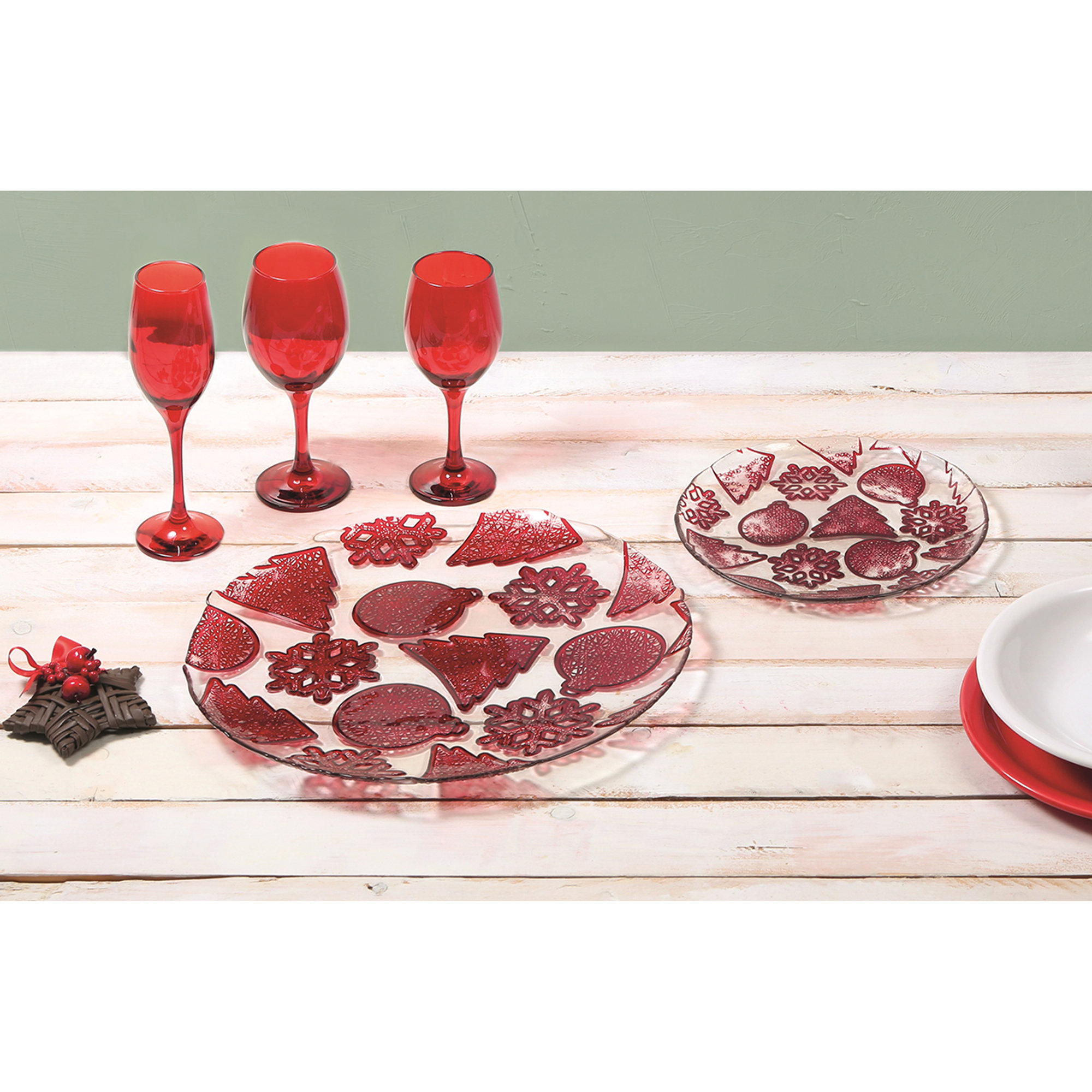 Piatto panettone Xmas 34 cm, rosso Tavola Mediterranea vista1