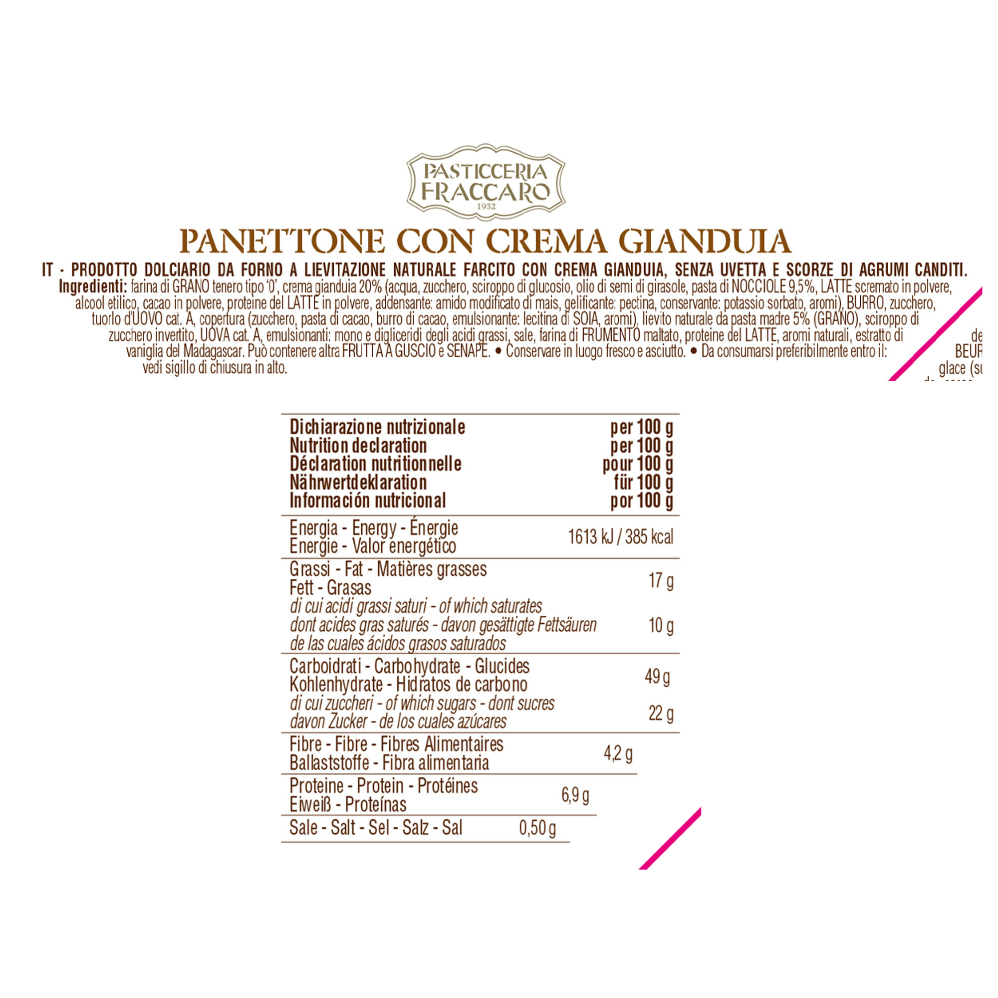 Panettone alla Crema Gianduia 750 gr Fraccaro vista2