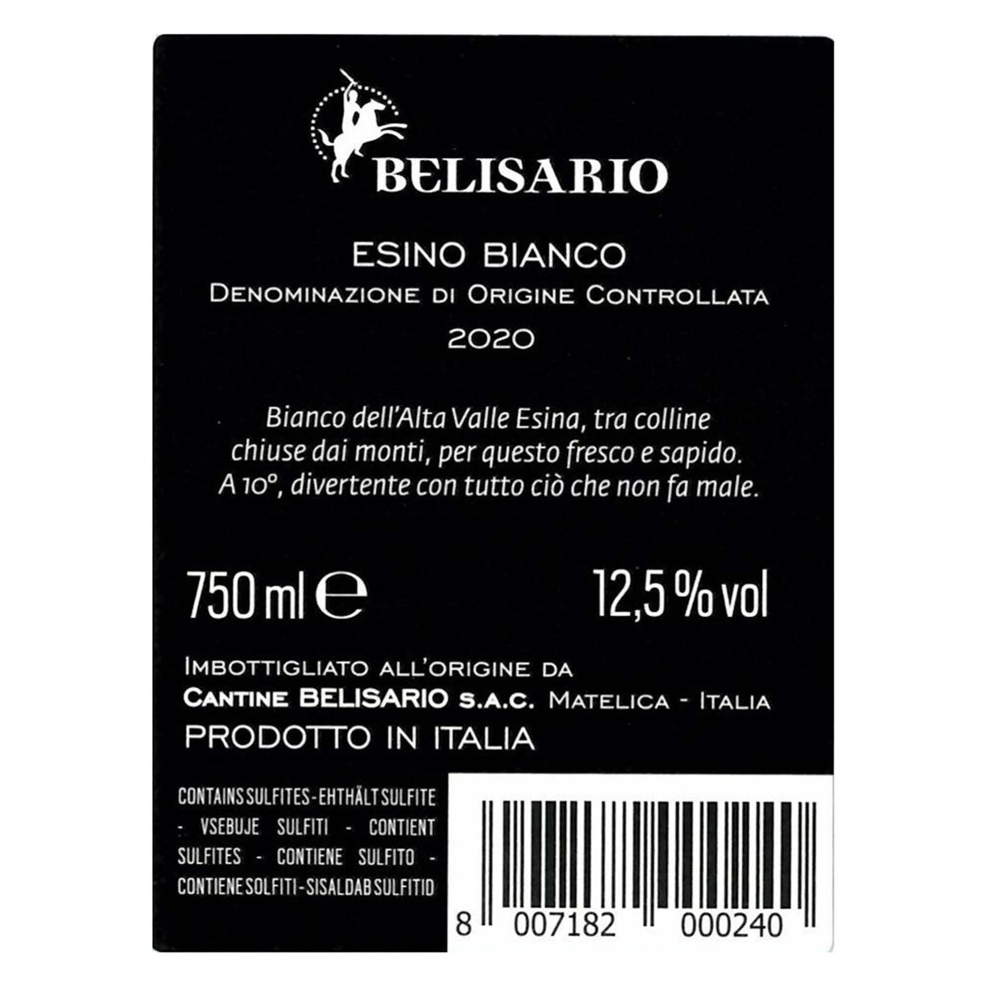 3 bottiglie - Esino Bianco DOC  2022 Cantine Belisario vista1