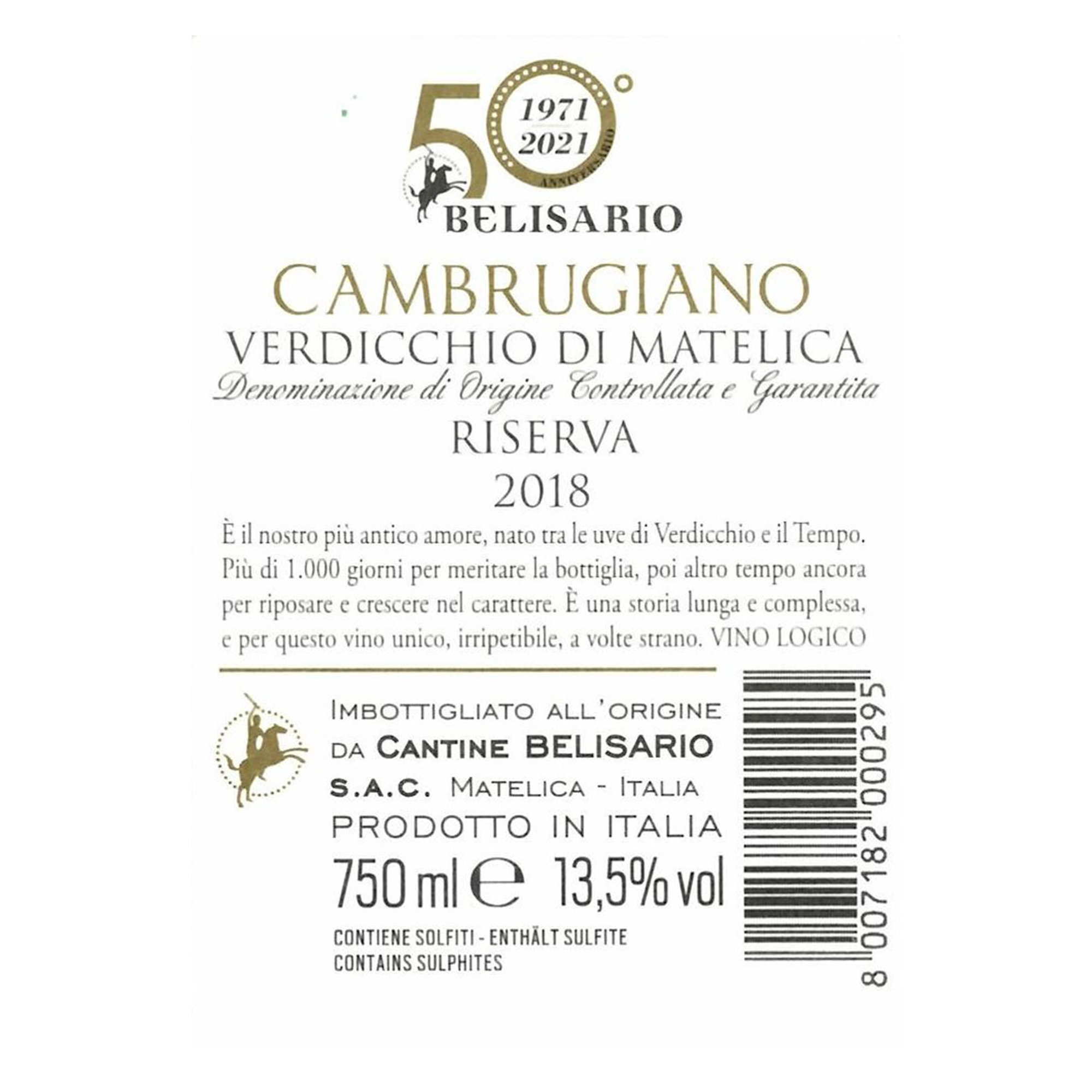 3 bottles - Cambrugiano Verdicchio di Matelica DOCG Riserva 2020 Cantine Belisario vista1