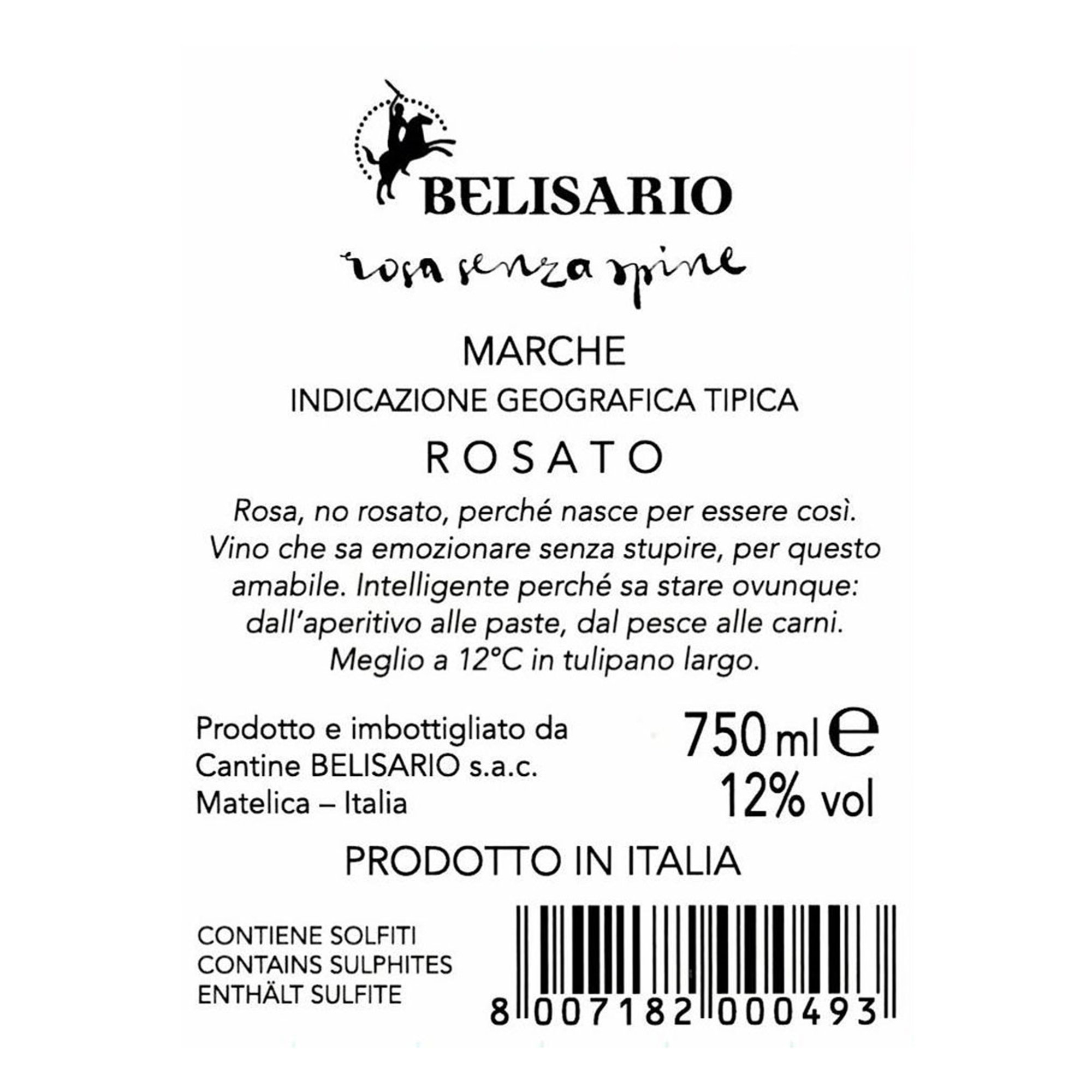 3 mixed bottles: Rosasenzaspine Marche Rosato IGT - Coll'Amato Rosso DOC 2022 - Lacrima di Morro d'Alba DOC 2022 Cantine Belisario vista2