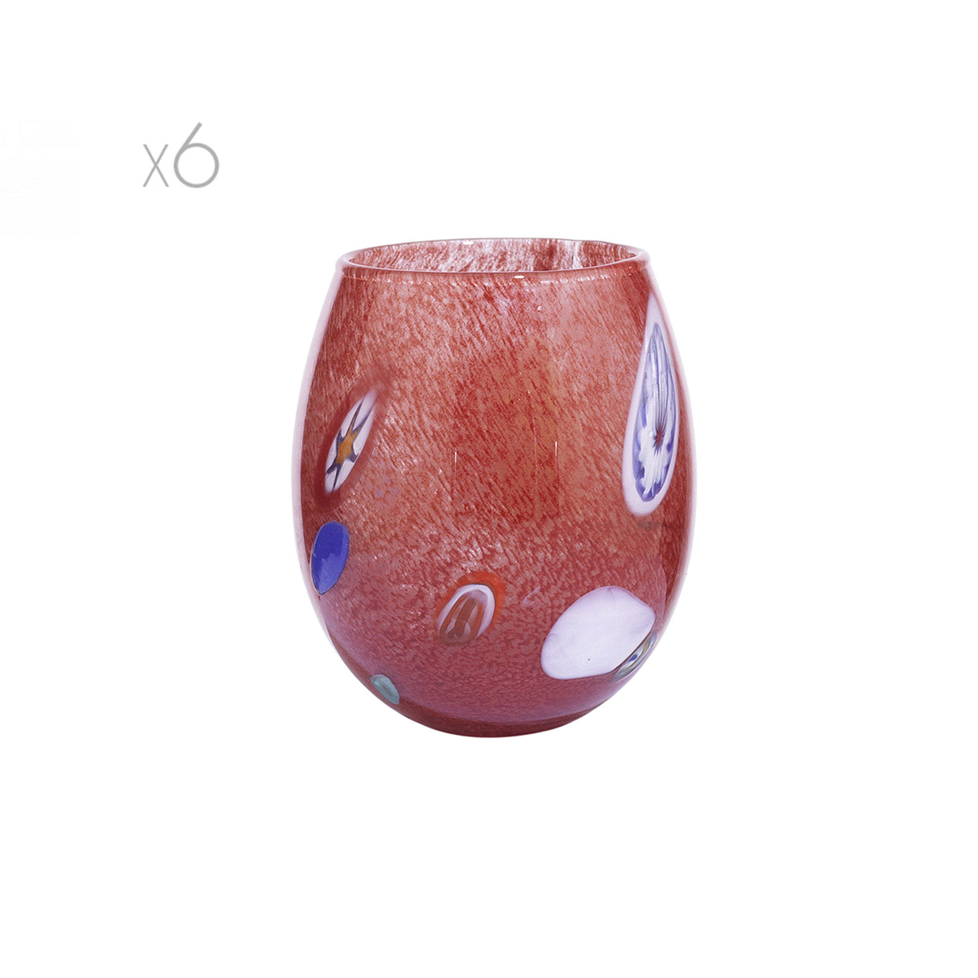 Murrinice set 6 bicchieri acqua h.10.5 cm, rosso Le Murrine vista0