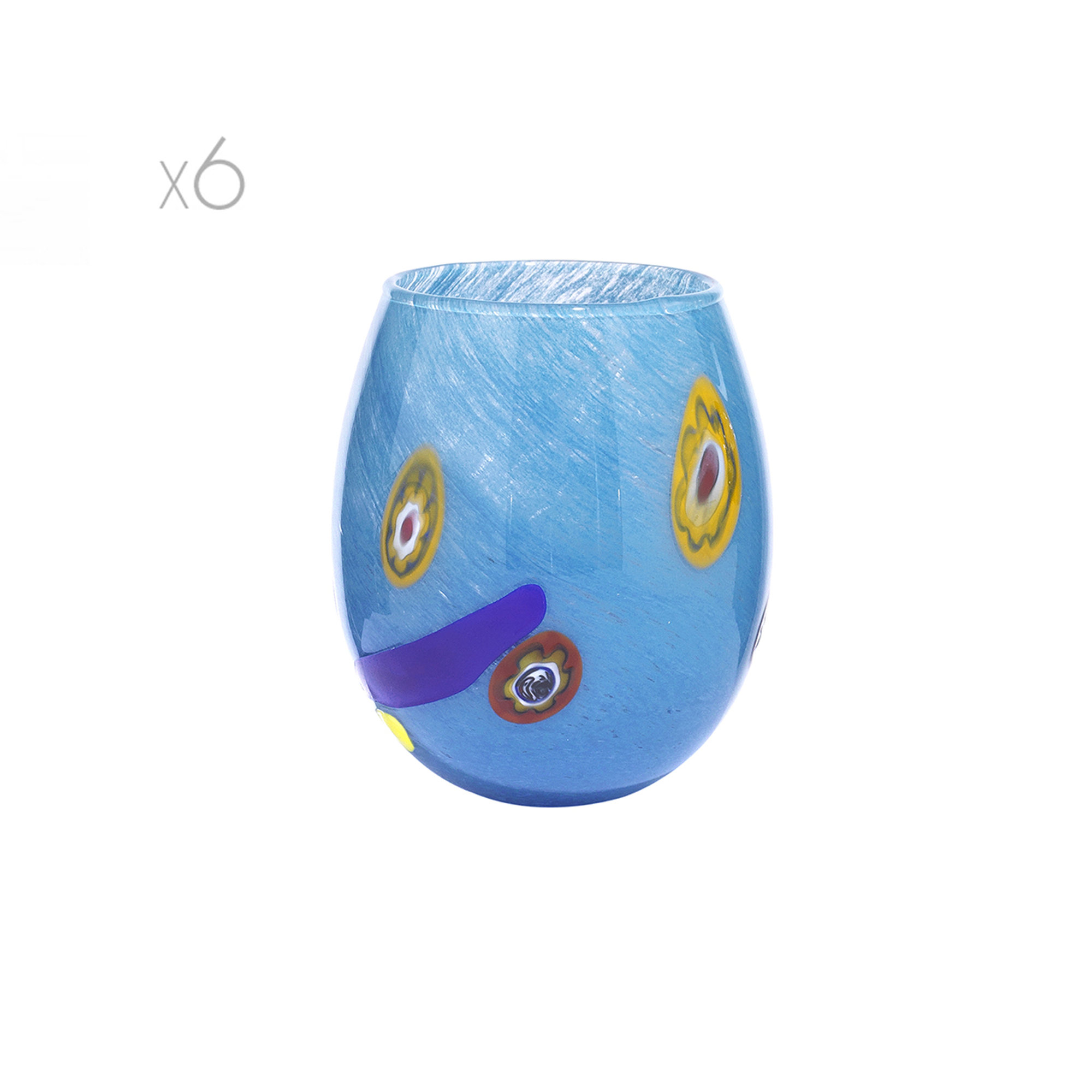 Murrinice set 6 bicchieri acqua h.10.5 cm, light blu Le Murrine vista0