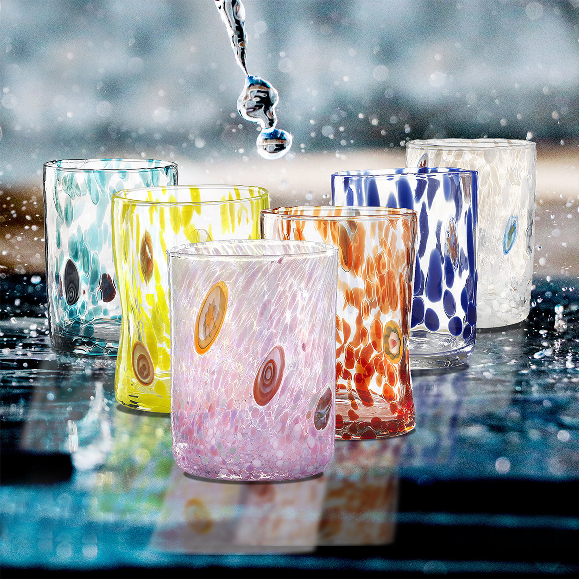 Murrine set 6 bicchieri acqua h.10 cm, bianco Le Murrine vista1