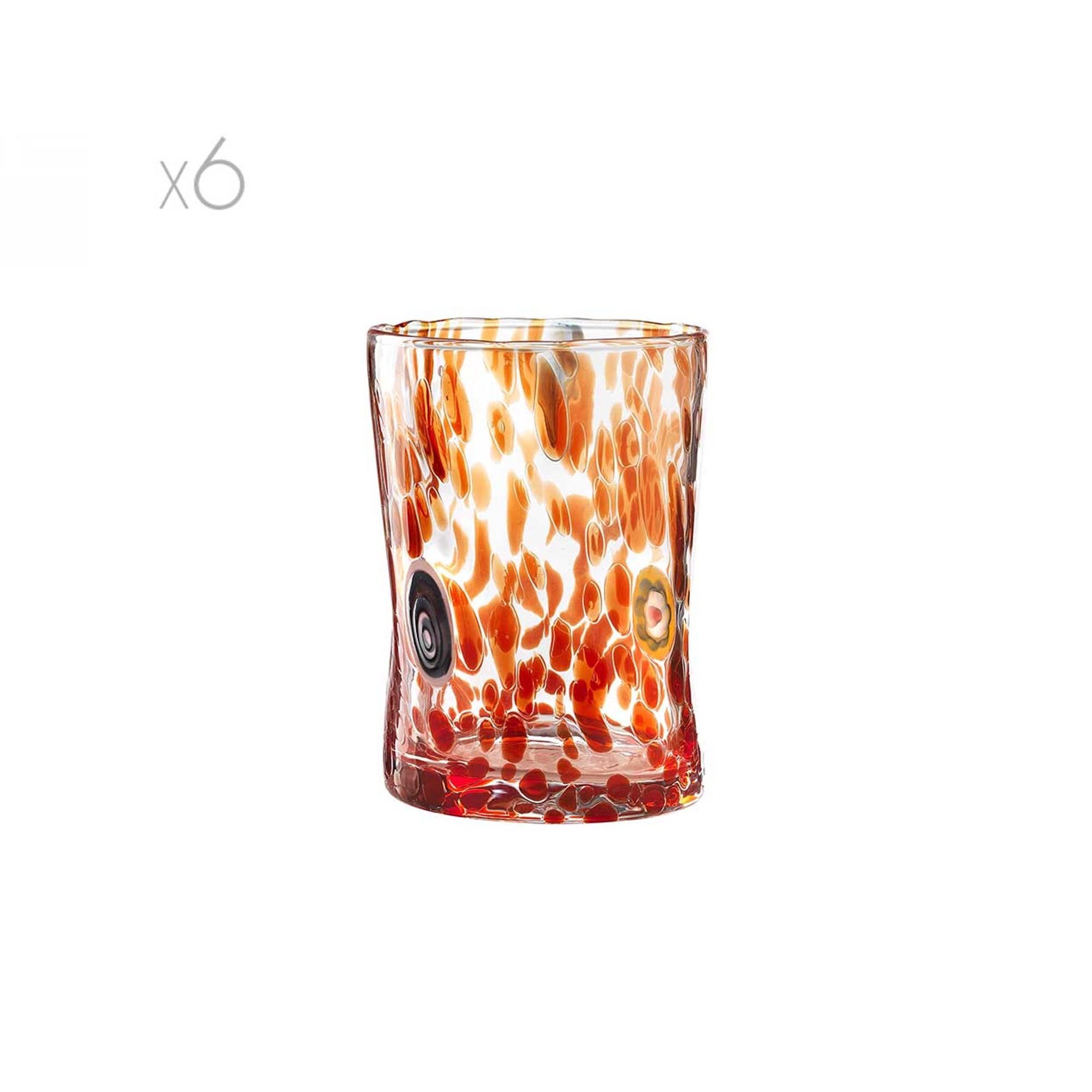Murrine set 6 bicchieri acqua h.10 cm, rosso Le Murrine vista0