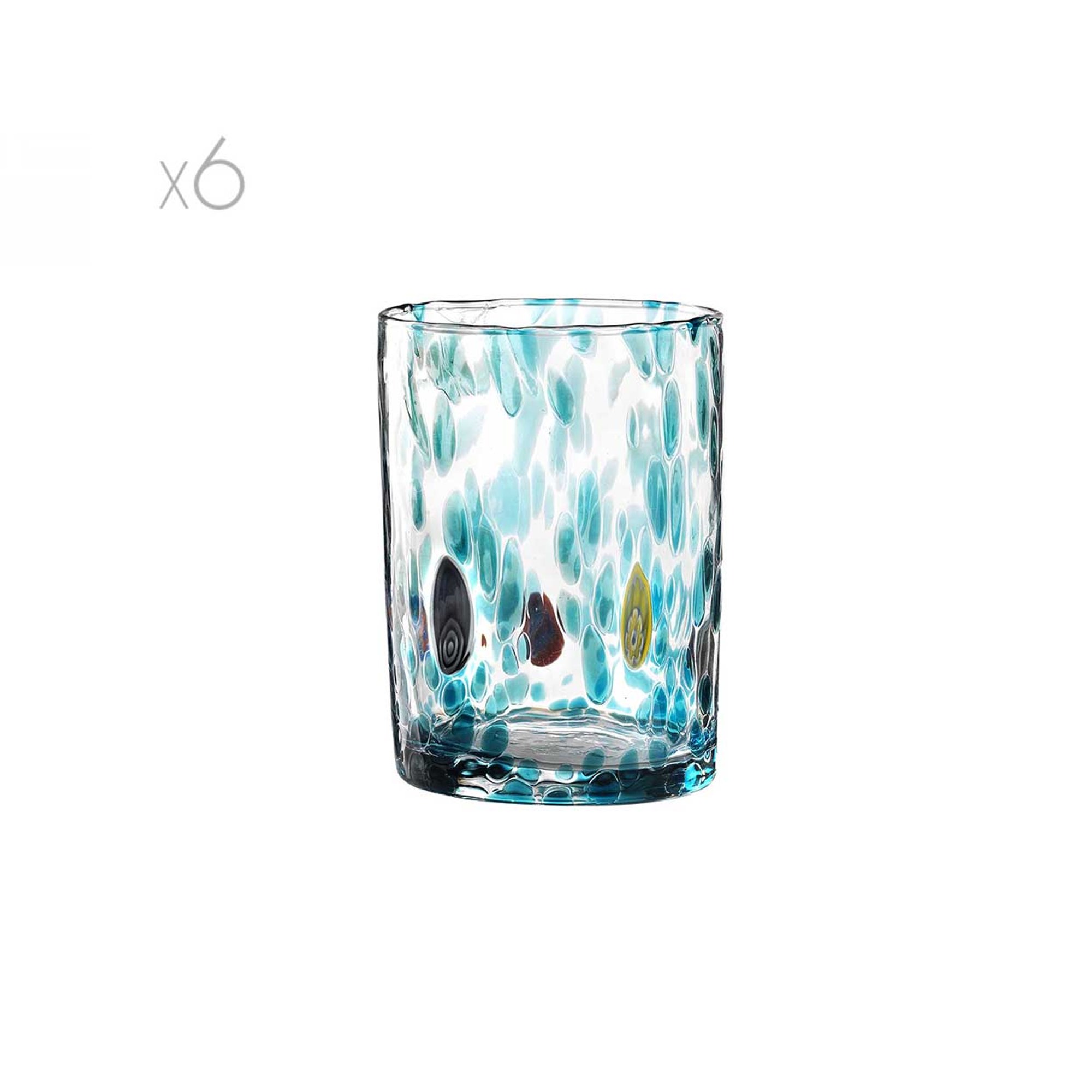 Murrine set 6 bicchieri acqua h.10 cm, light blu Le Murrine vista0