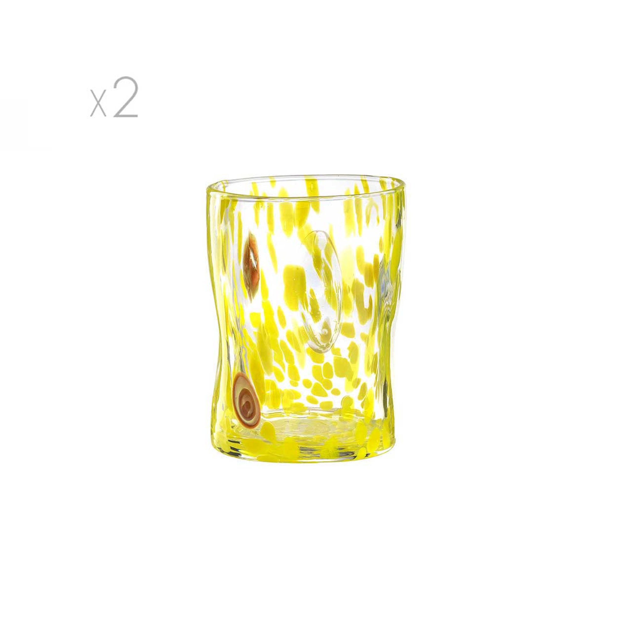 Murrine set 2 bicchieri acqua h.10 cm, giallo Le Murrine vista0