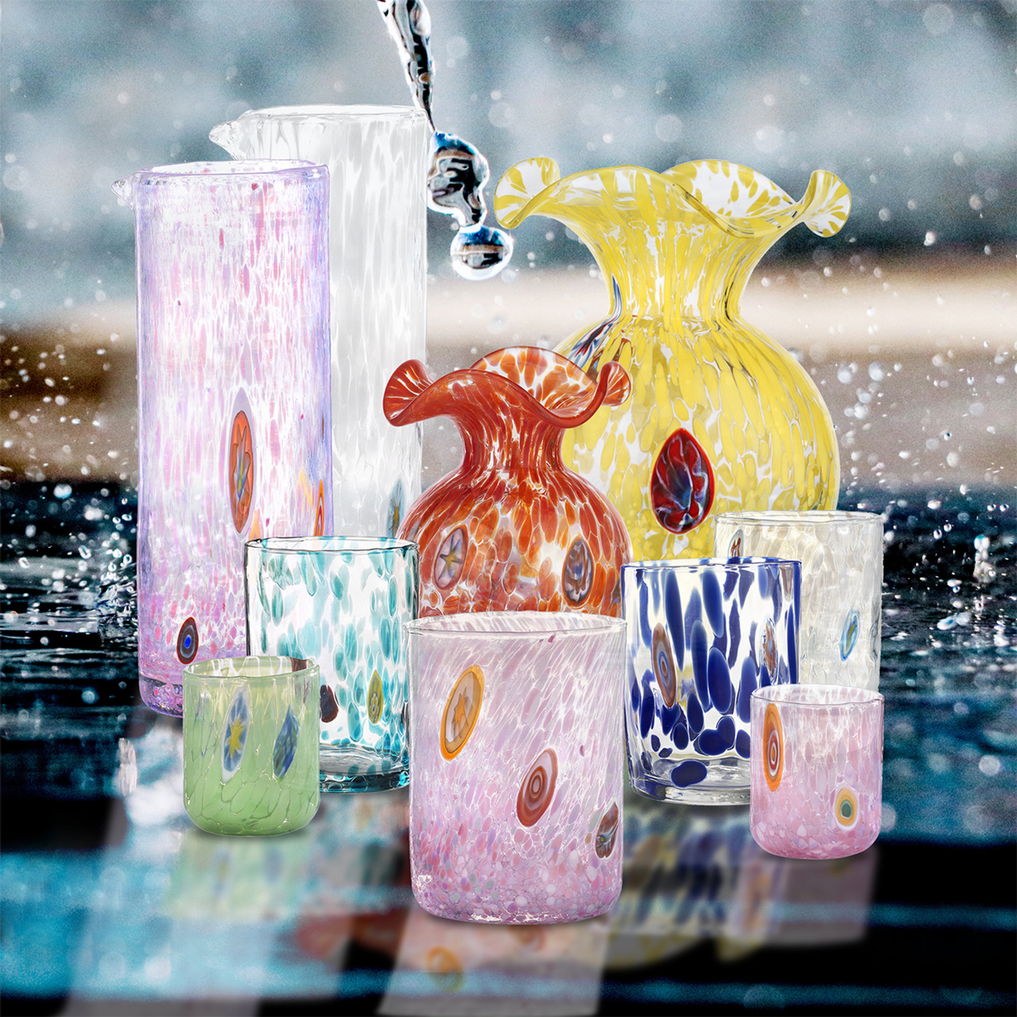 Murrine vaso tavola h.25 cm, rosso Le Murrine vista2