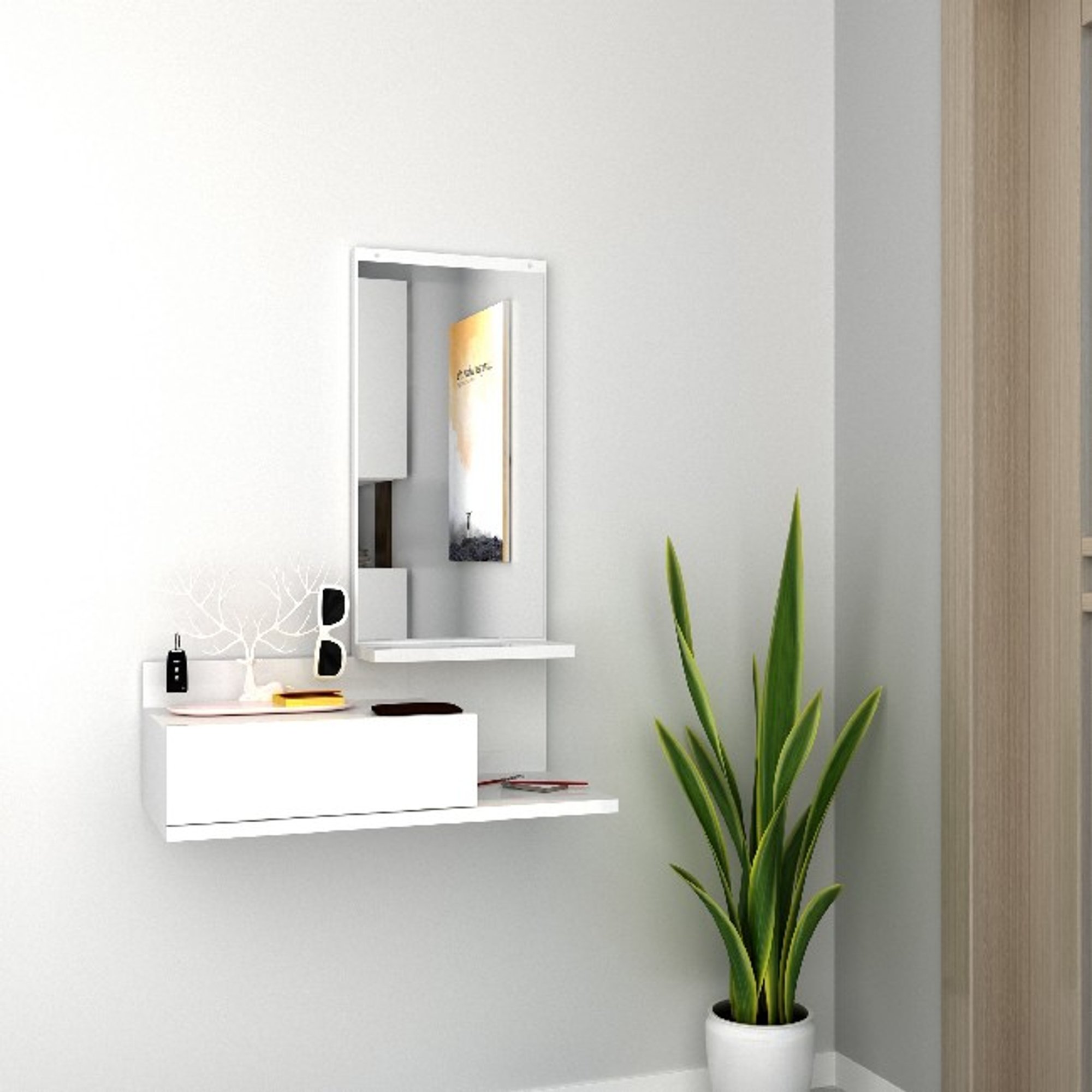 Mode - Mobile Ingresso - Bianco - 60 x 29,8 x 80 cm Homemania vista0