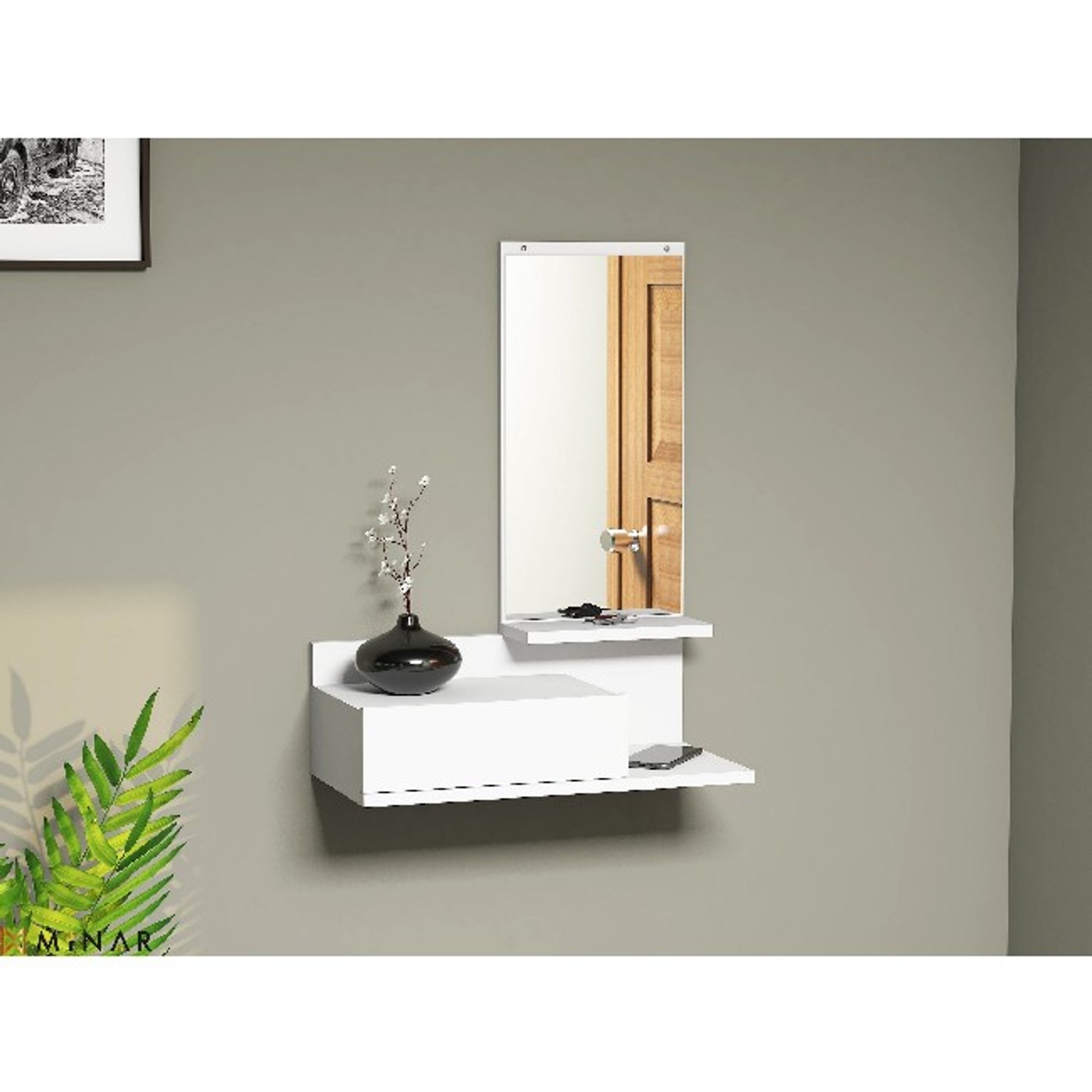Mode - Mobile Ingresso - Bianco - 60 x 29,8 x 80 cm Homemania vista2