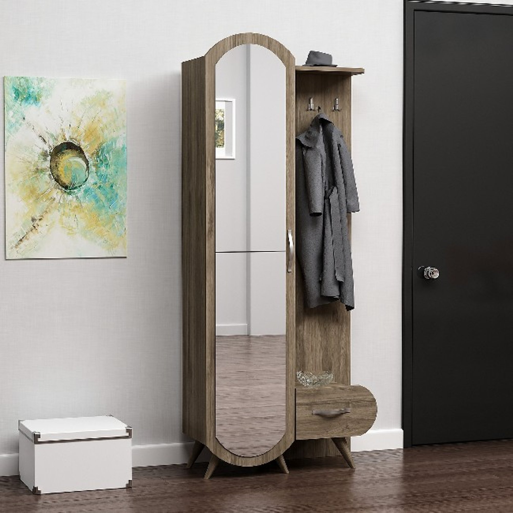 Kerry - Mobile Ingresso - Noce - 80 x 35 x 180 cm Homemania vista2