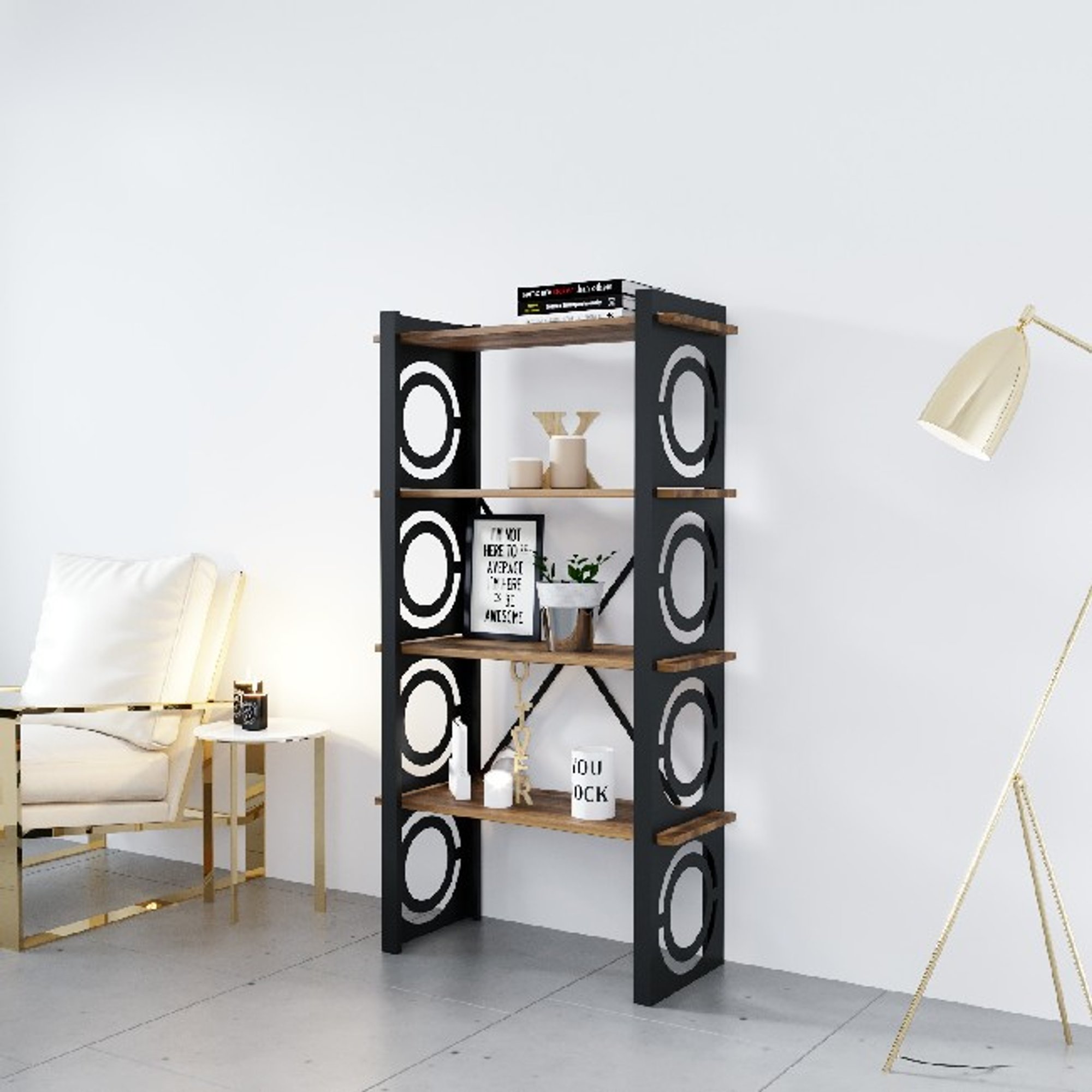 Bubble - Libreria - Nero, Legno - 70 x 35 x 150 cm Homemania vista1