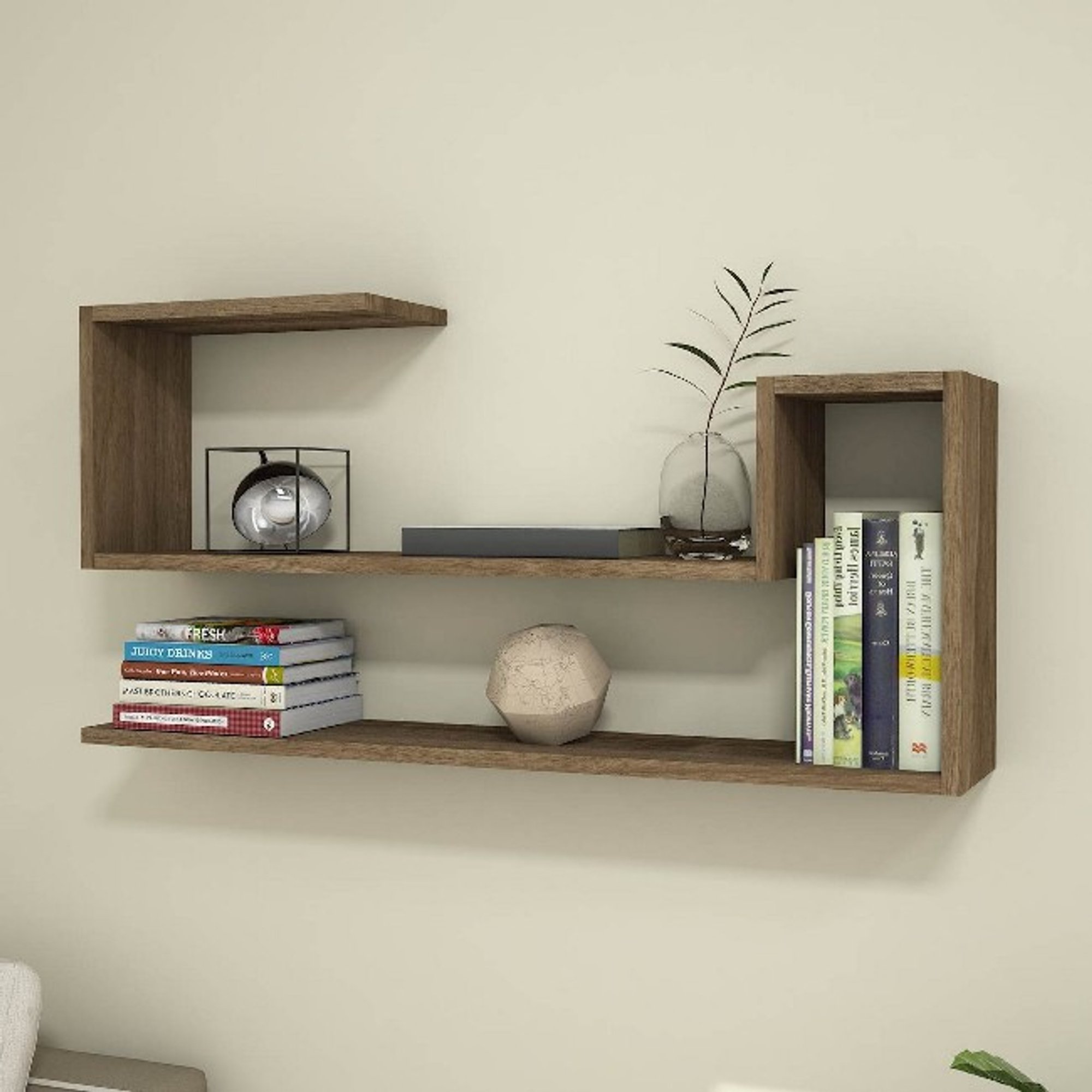 Airy - Mensola - Noce - 100 x 22 x 50 cm Homemania vista2