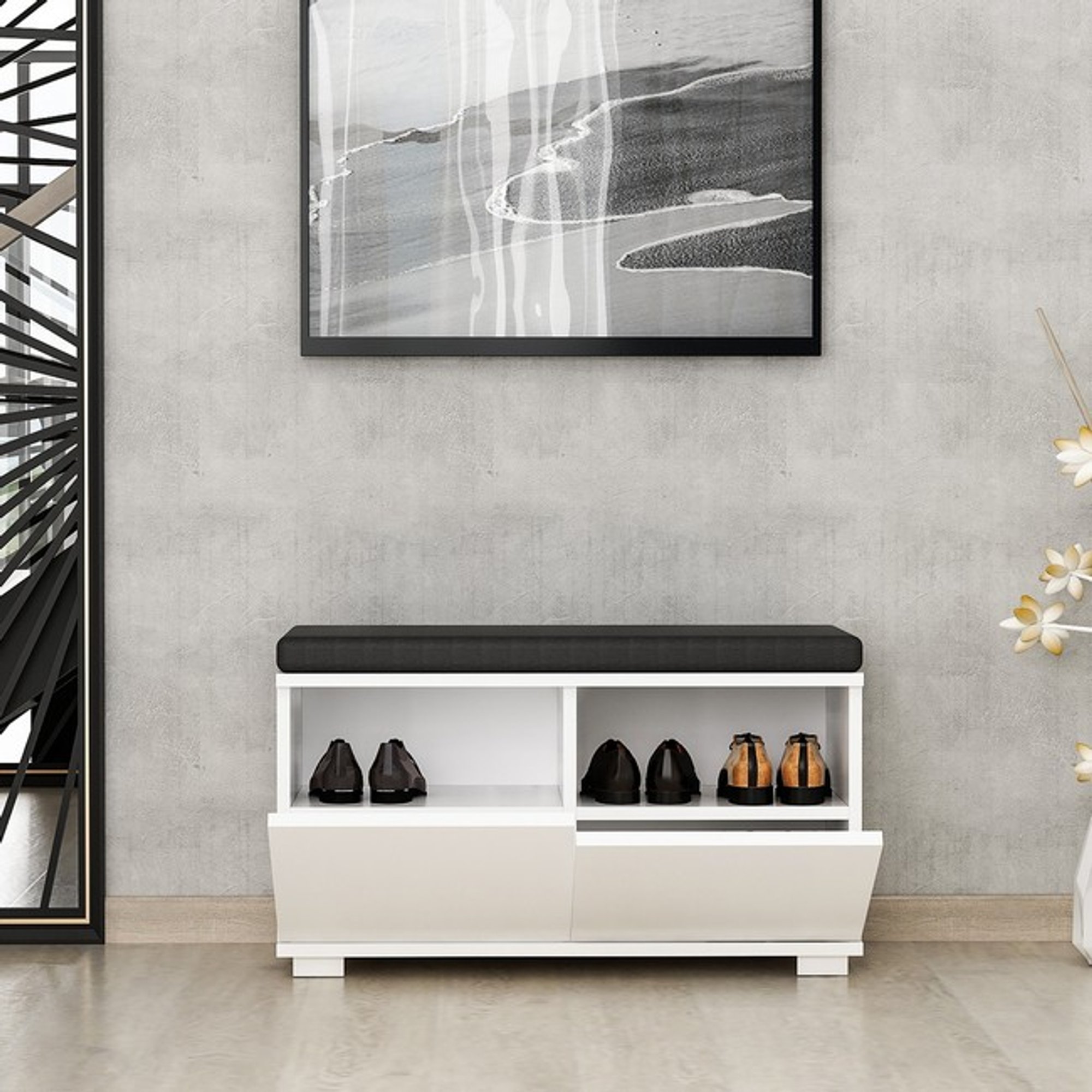 Drago - Zapatero - Blanco - 80 x 35 x 42 cm Homemania vista3