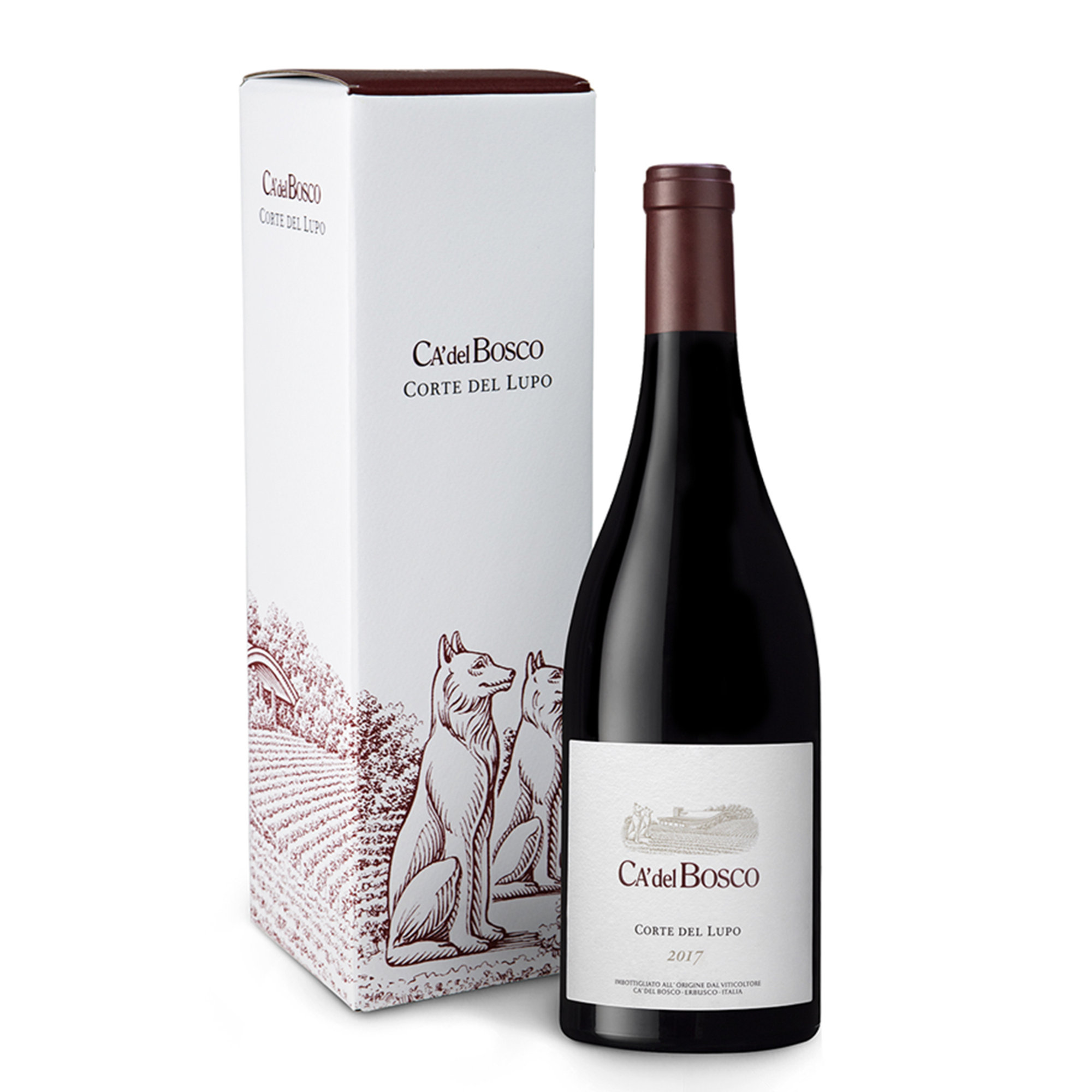 1 bottiglia - "Corte del Lupo" Curtefranca Rosso DOC 2017 con astuccio Ca' del Bosco vista0