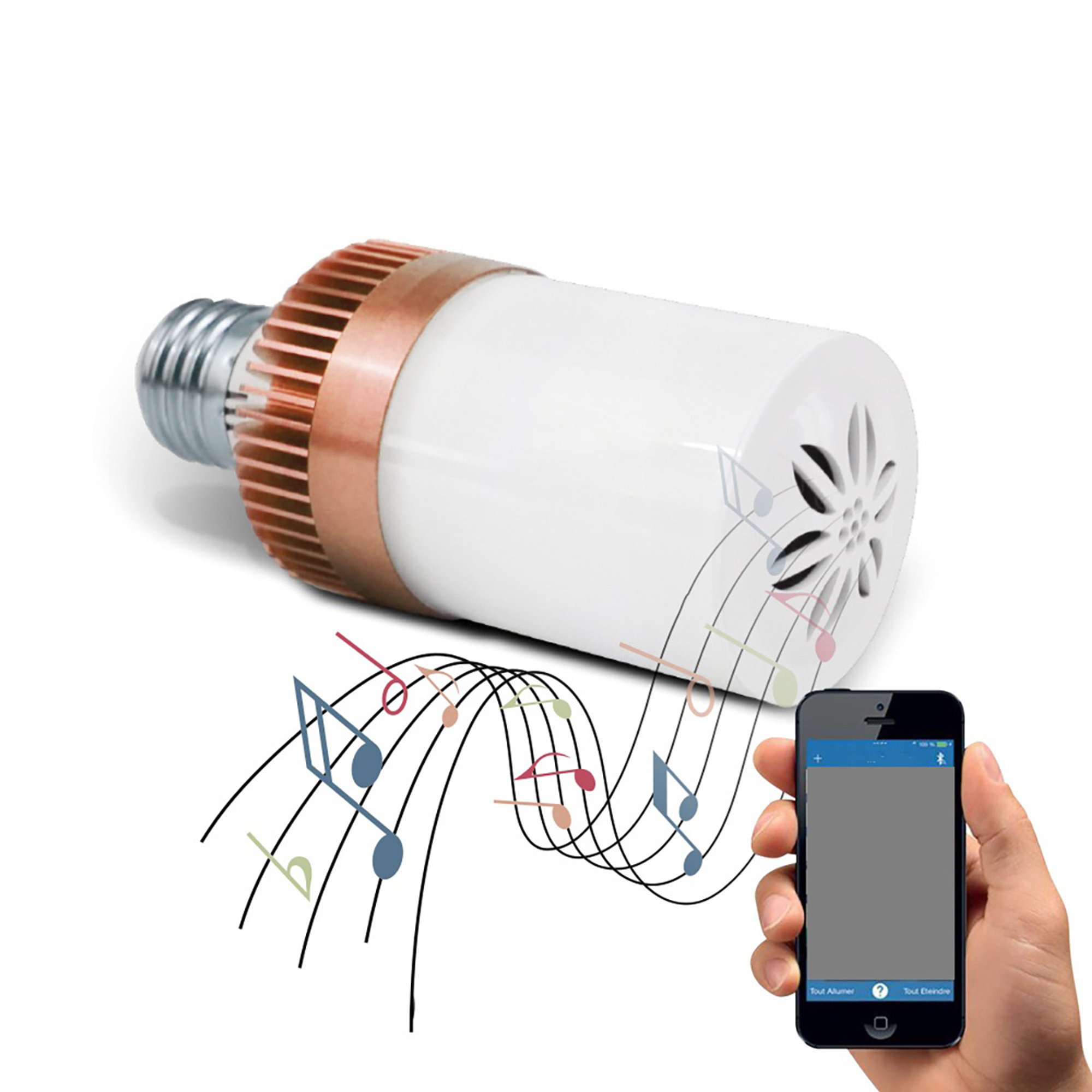Ampoule de musique MP3 Bluetooth E27 avec haut-parleur intégré et lumière LED dorée Boldrin vista4