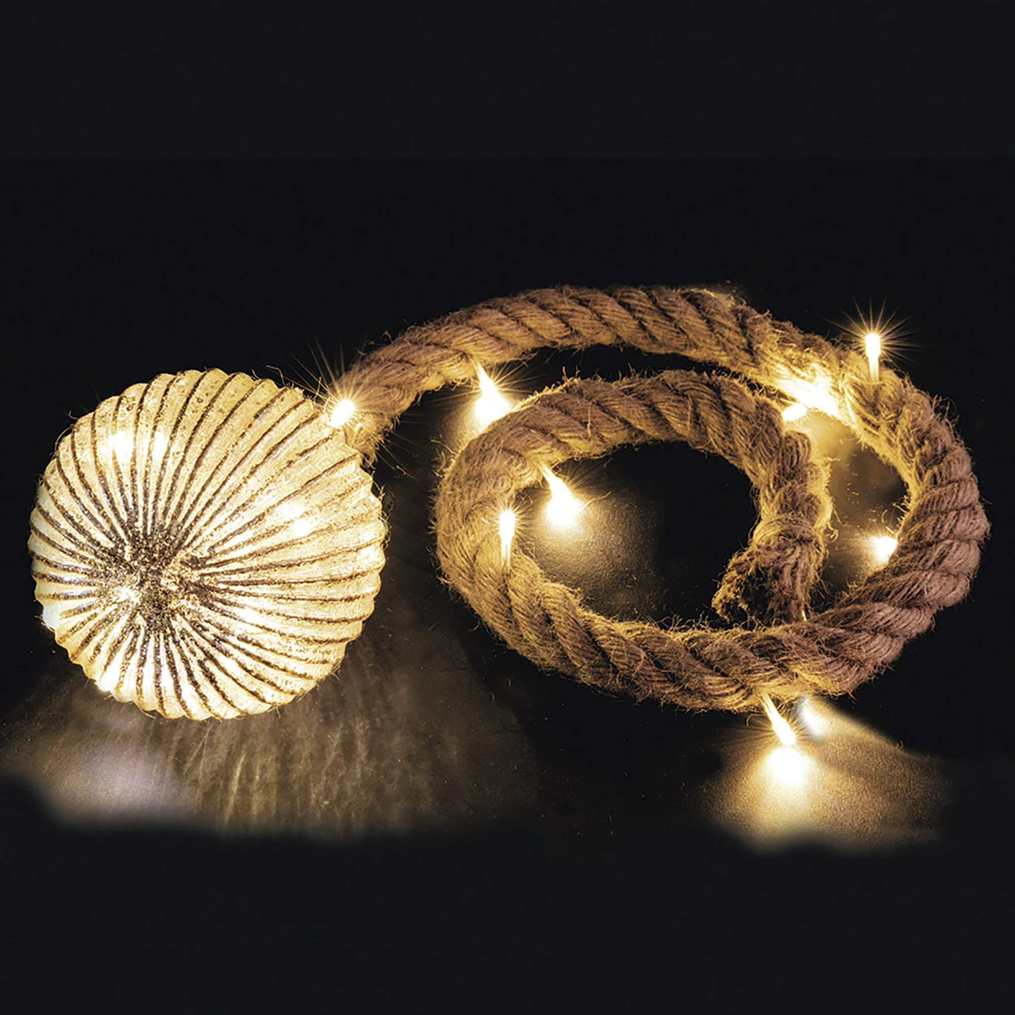 Xmas Palla luminosa con corda decor righe 19 led, oro Villa D'Este Home Tivoli 1996 vista4