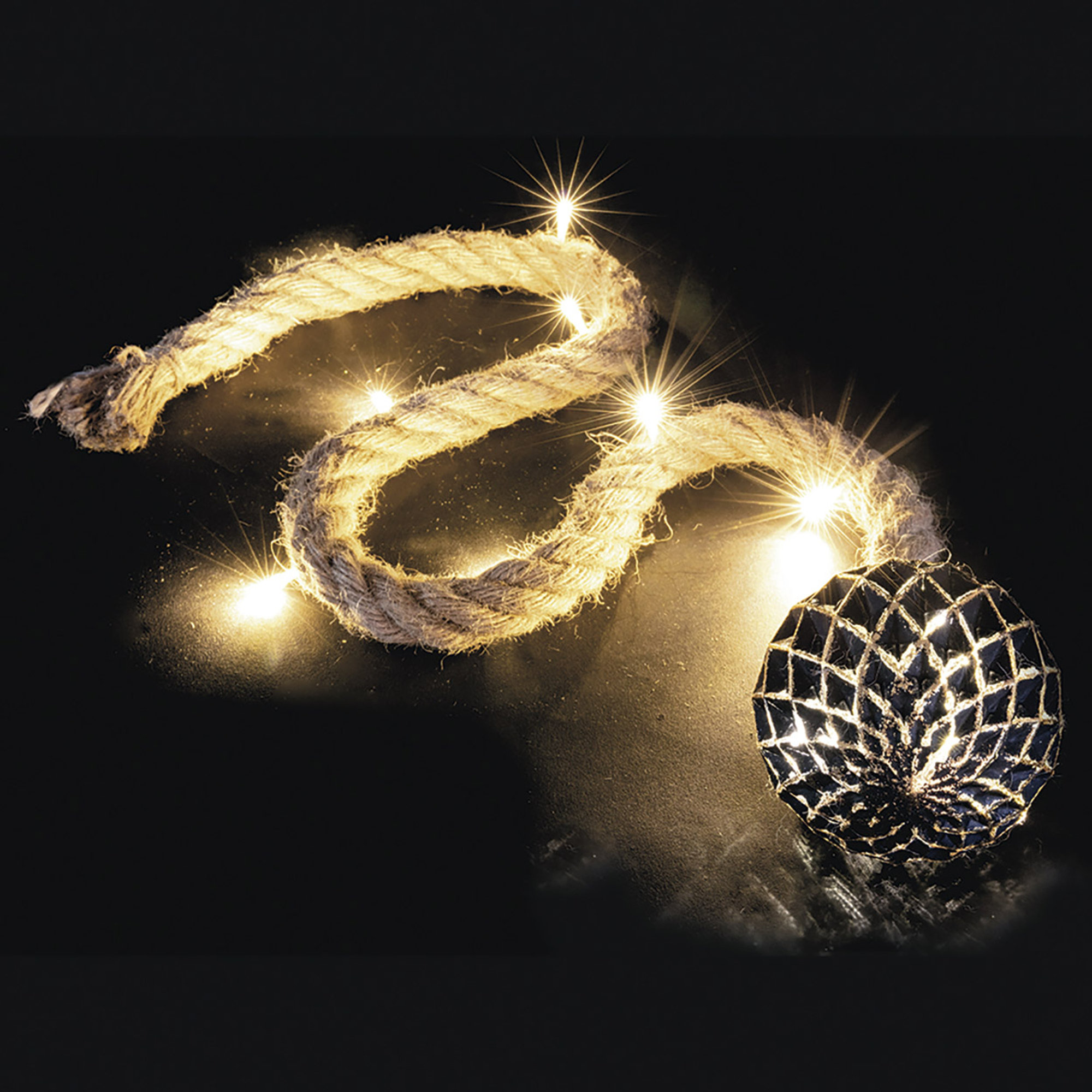 Xmas Palla luminosa con corda decor geometrico 19 led, oro Villa D'Este Home Tivoli 1996 vista4