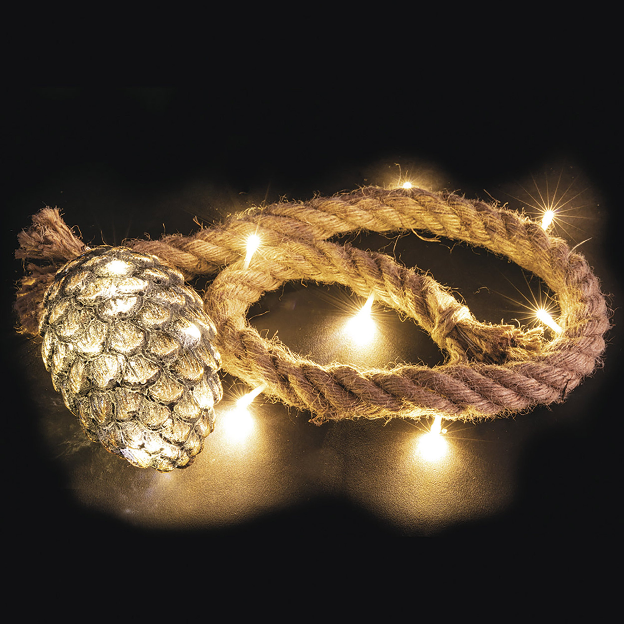 Xmas Pigna luminoso con corda 19 LED, nero/oro Villa D'Este Home Tivoli 1996 vista5