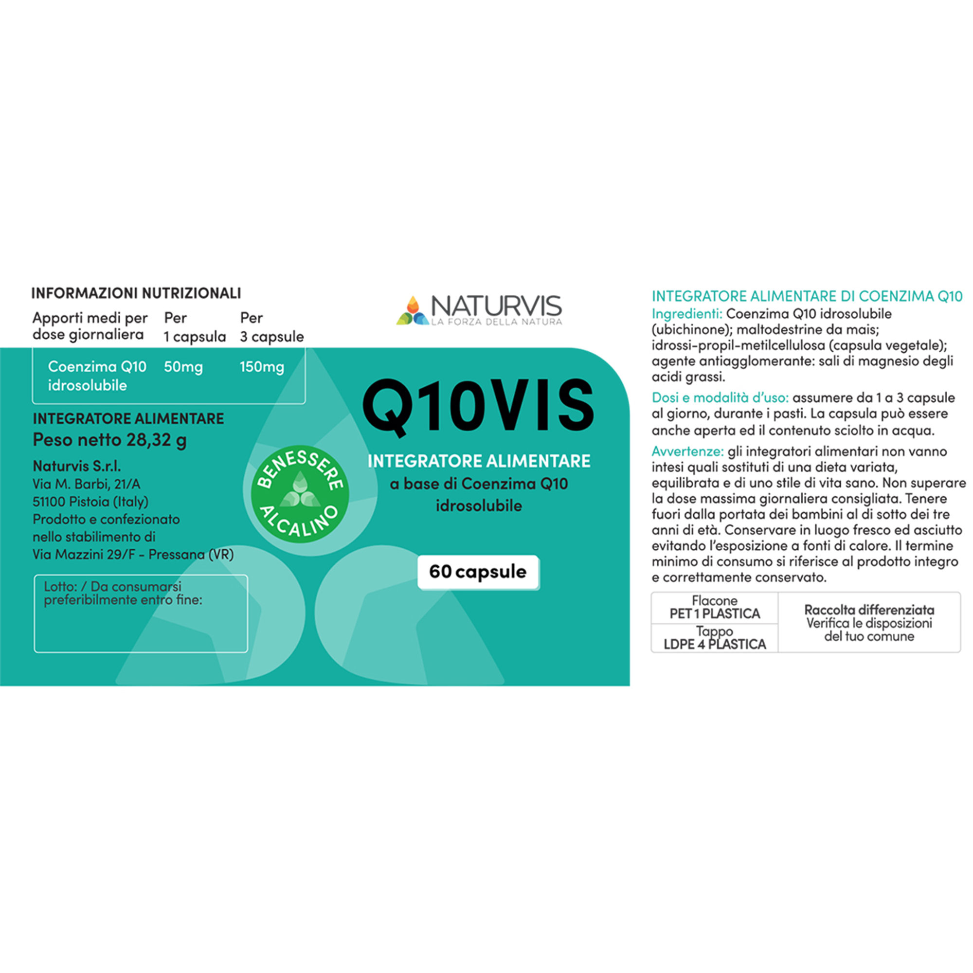 2 packs - “Q10VIS - 60 cpr” Food supplement based on water-soluble coenzyme Q10 Naturvis vista1