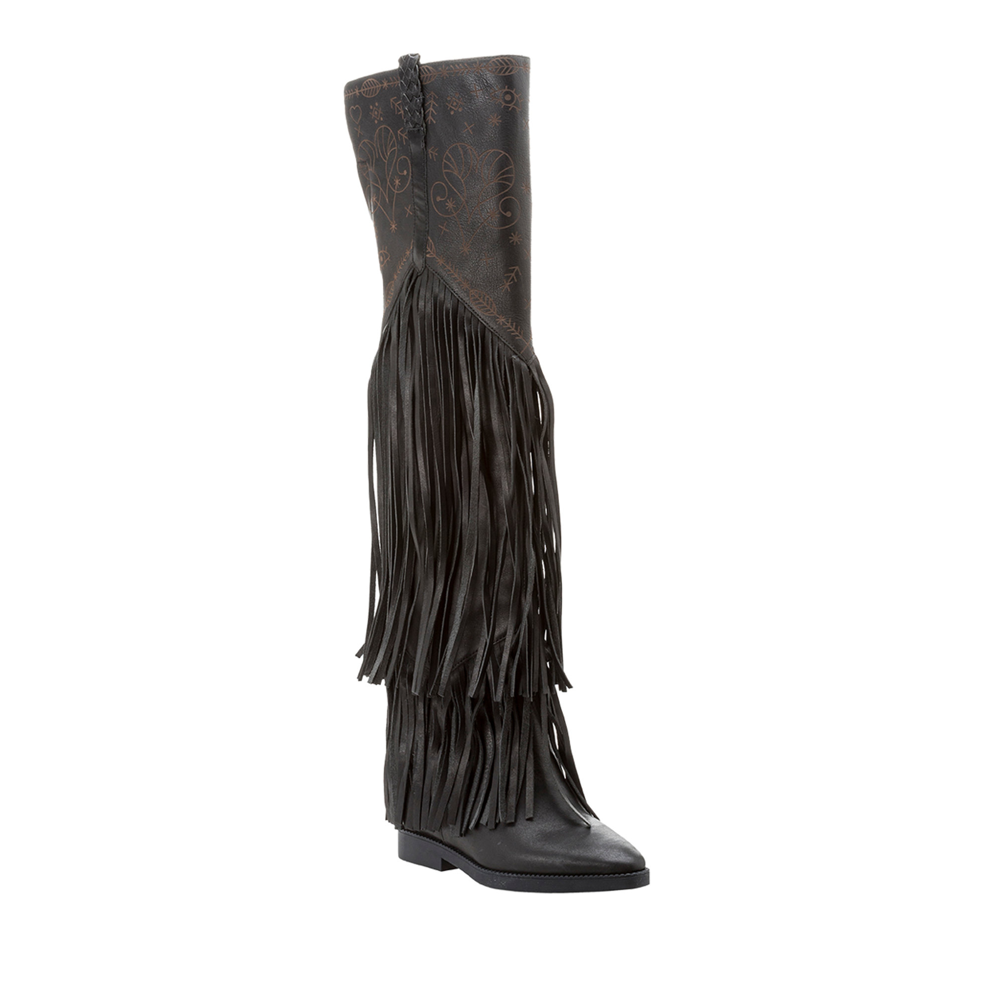 Stivali over the knee con frange neri Ash vista2