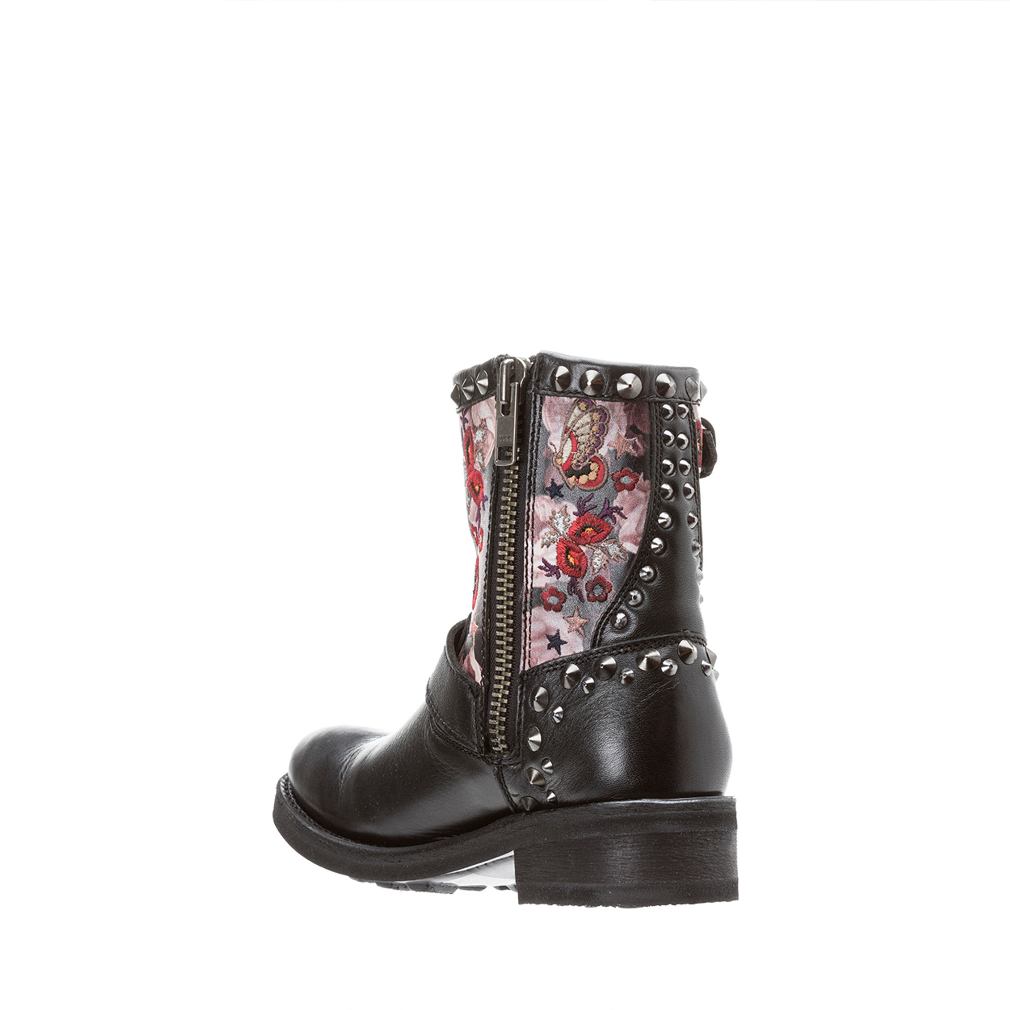 Biker in pelle con decori floreali Ash vista2