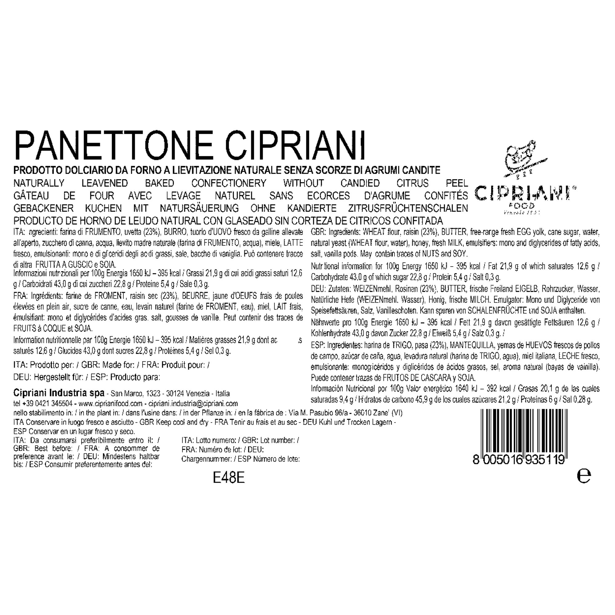 1 confezione - Panettone in latta 1 kg Cipriani-22 vista3