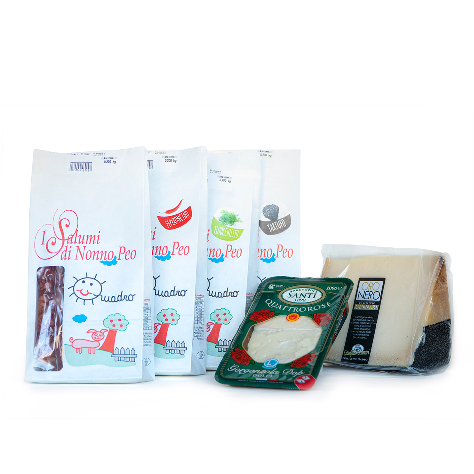 Box 3 prodotti: I Brichet di Nonno Peo, Formaggio Oro Nero Gennari, Gorgonzola DOP Quadro Carni e Salumi vista0