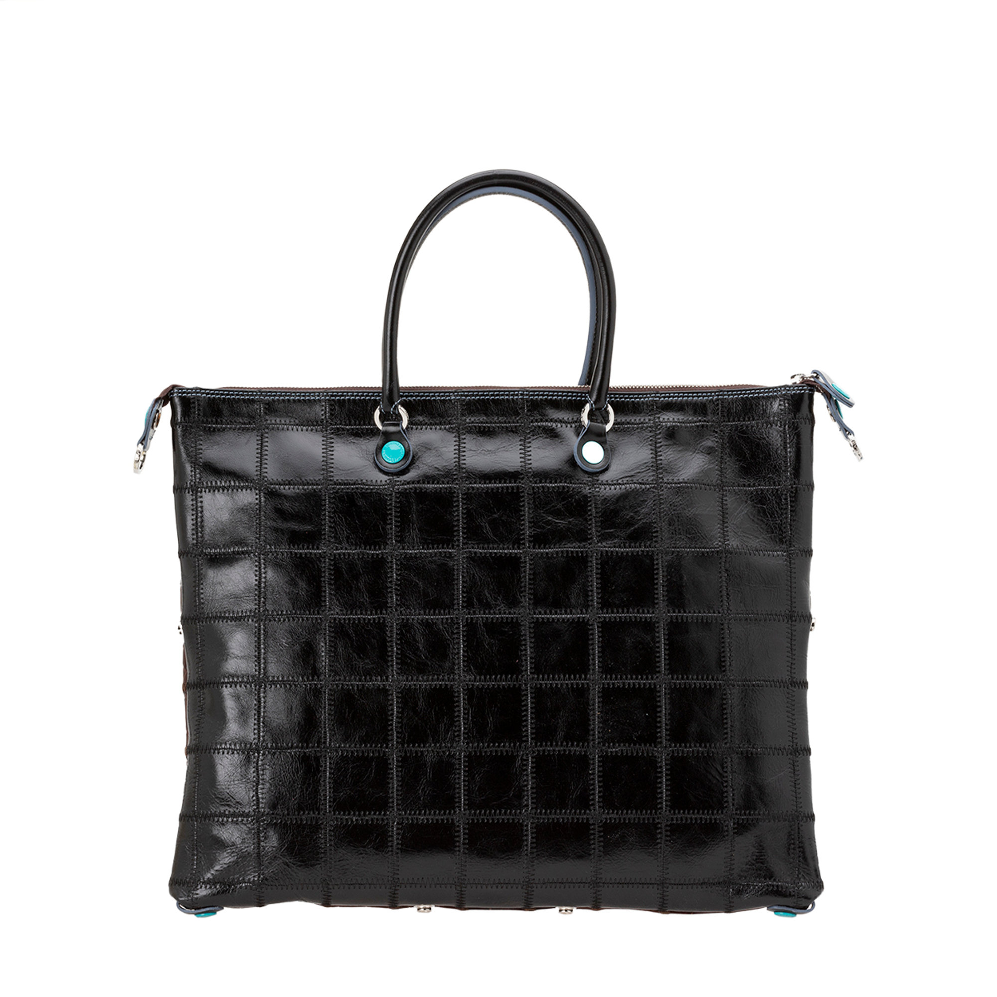 Shopping bag trasformabile G43 in pelle stampa cocco marrone con manici Gabs vista3