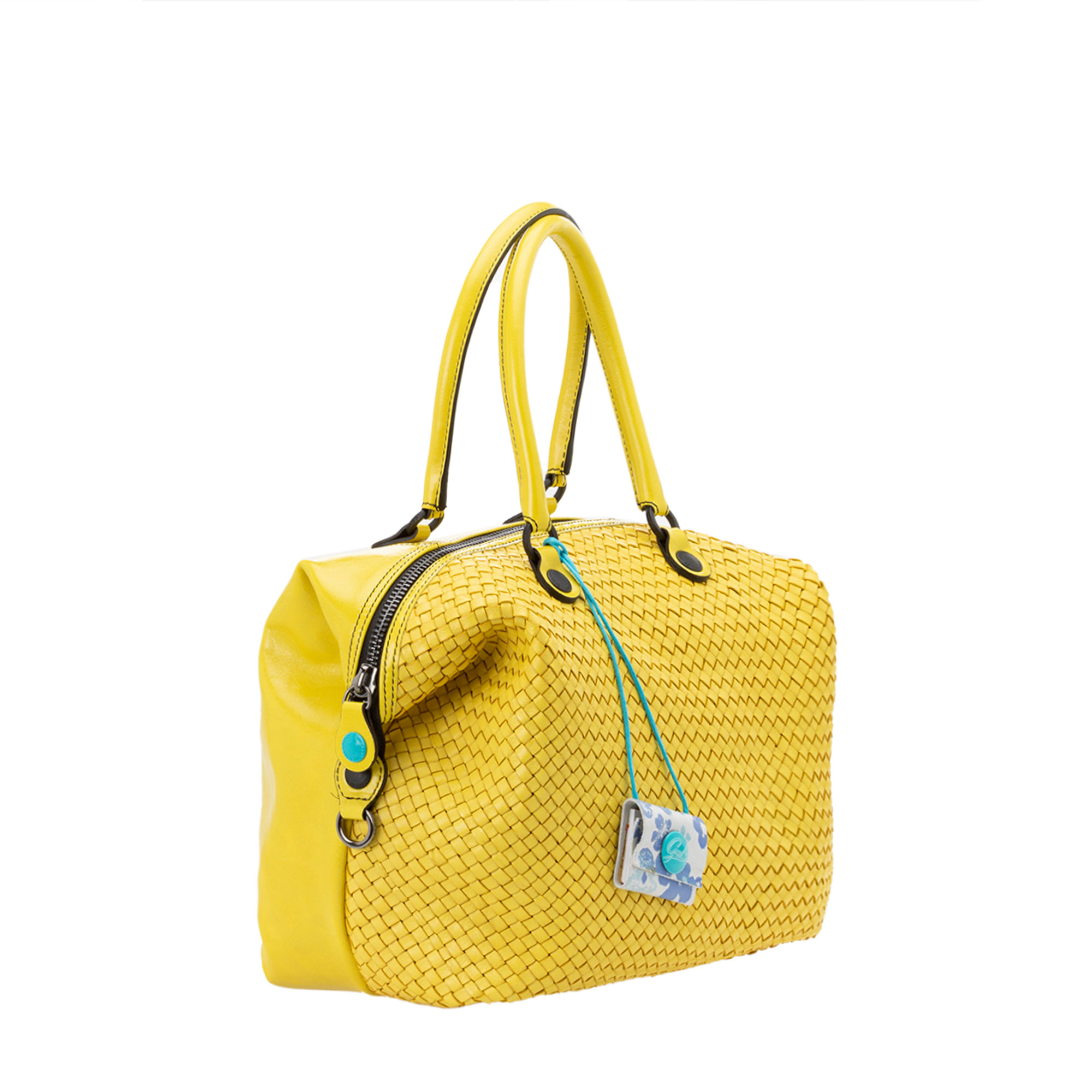 Shopping trasformabile G3-L in pelle intrecciata giallo limone Gabs vista1