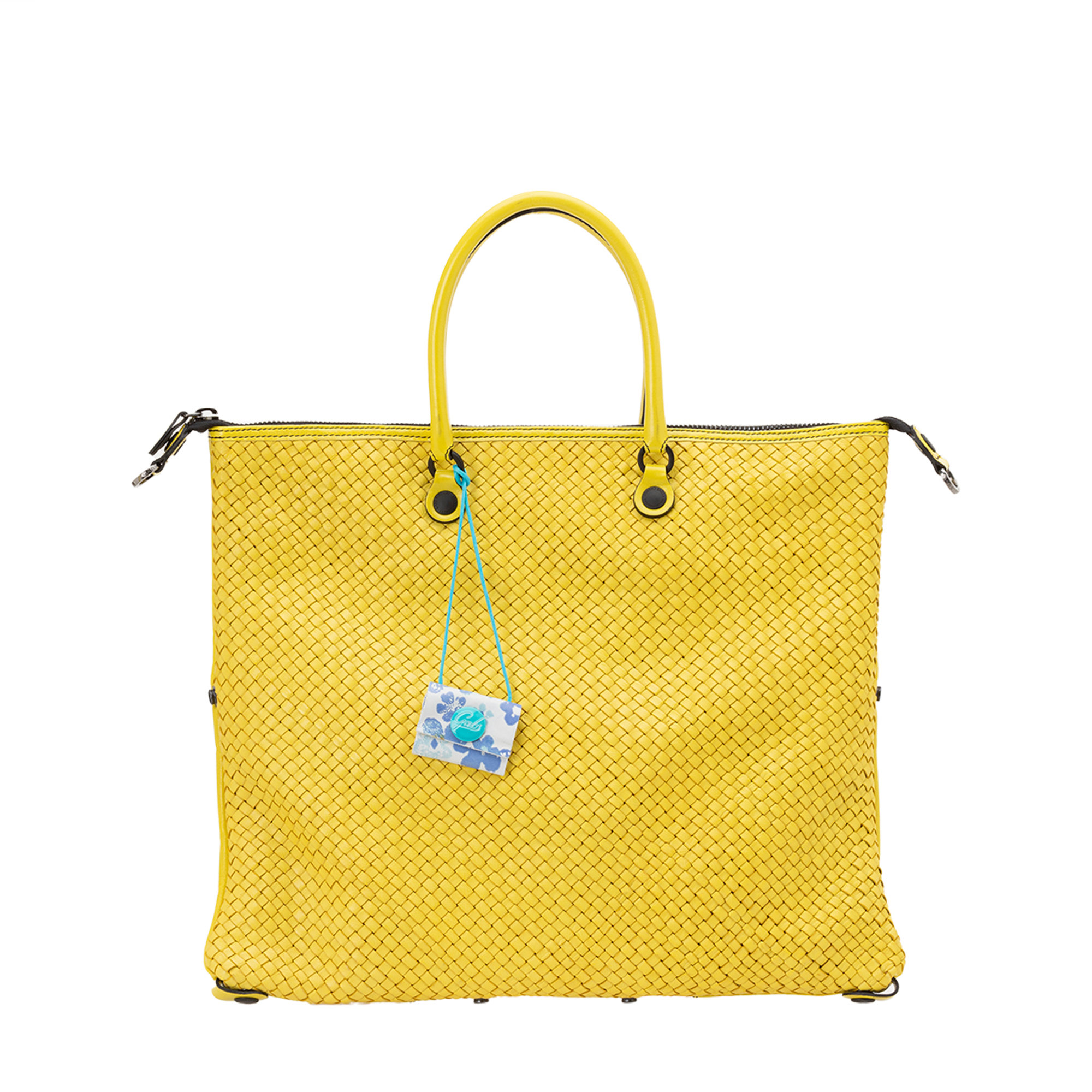 Shopping trasformabile G3-L in pelle intrecciata giallo limone Gabs vista0