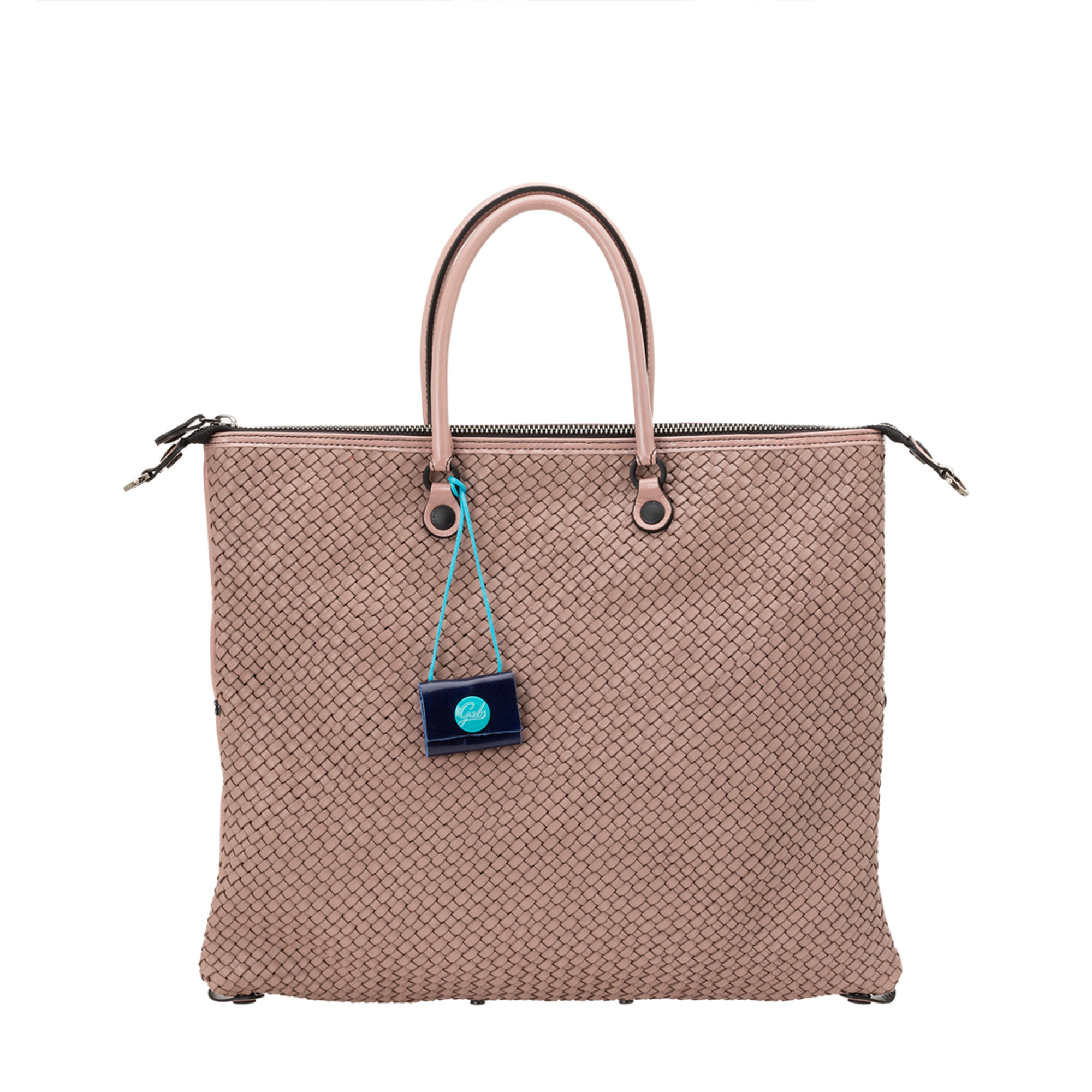 Shopping trasformabile G3-L in pelle intrecciata malva Gabs vista0