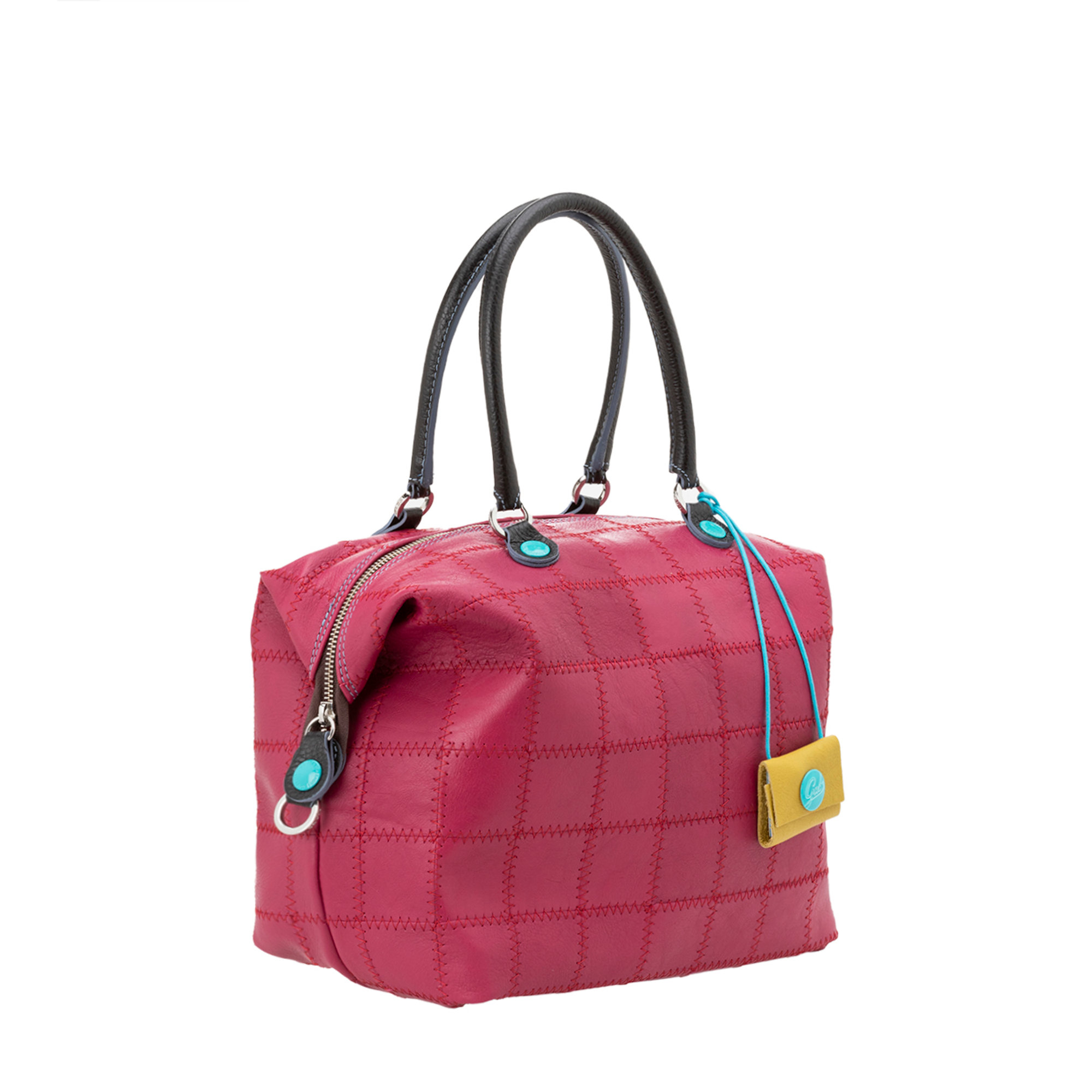 Shopper trasformabile G43 in vitello ciclamino con manici Gabs vista1