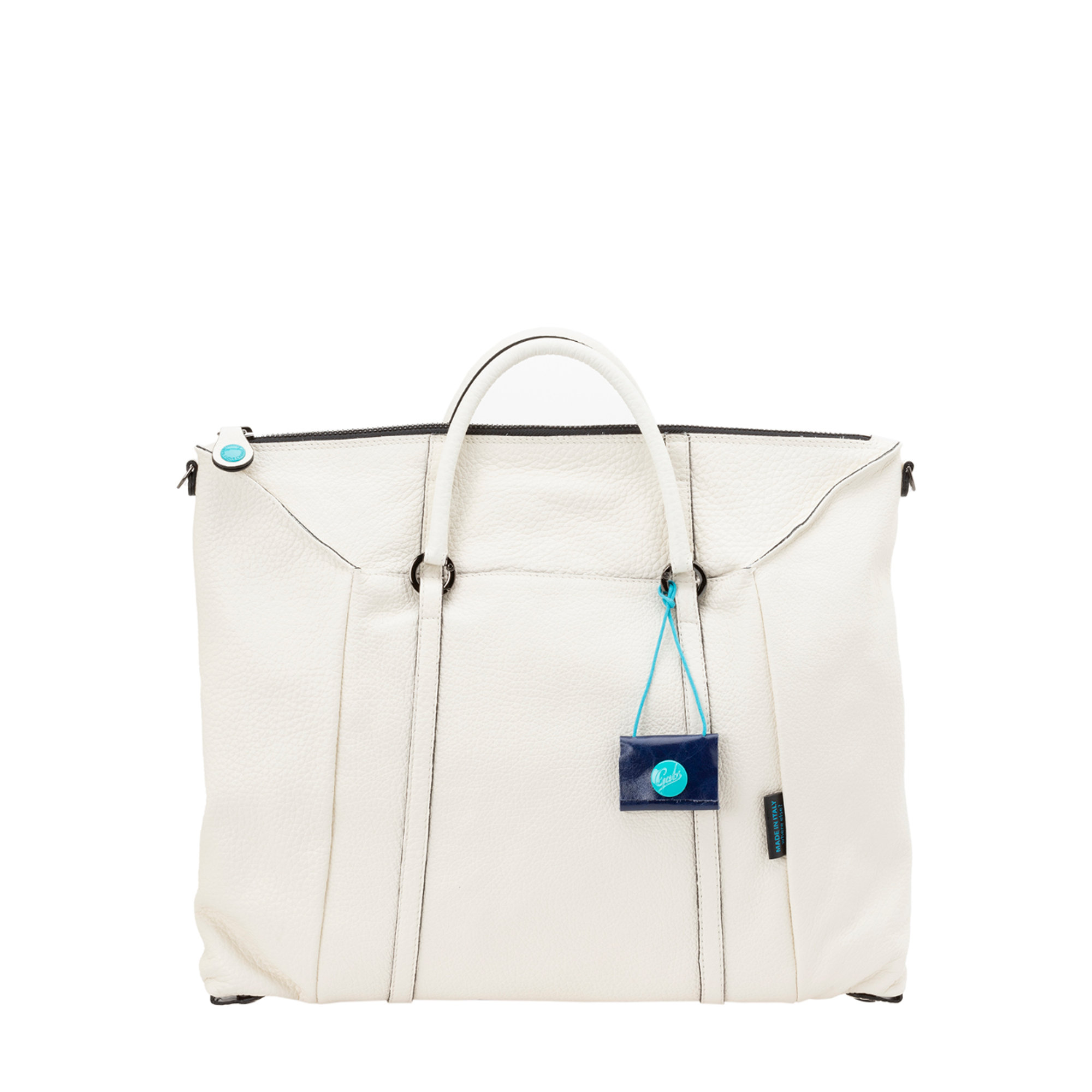 Shopping bag in pelle laminata bottalata bianca  Siria Gabs vista0