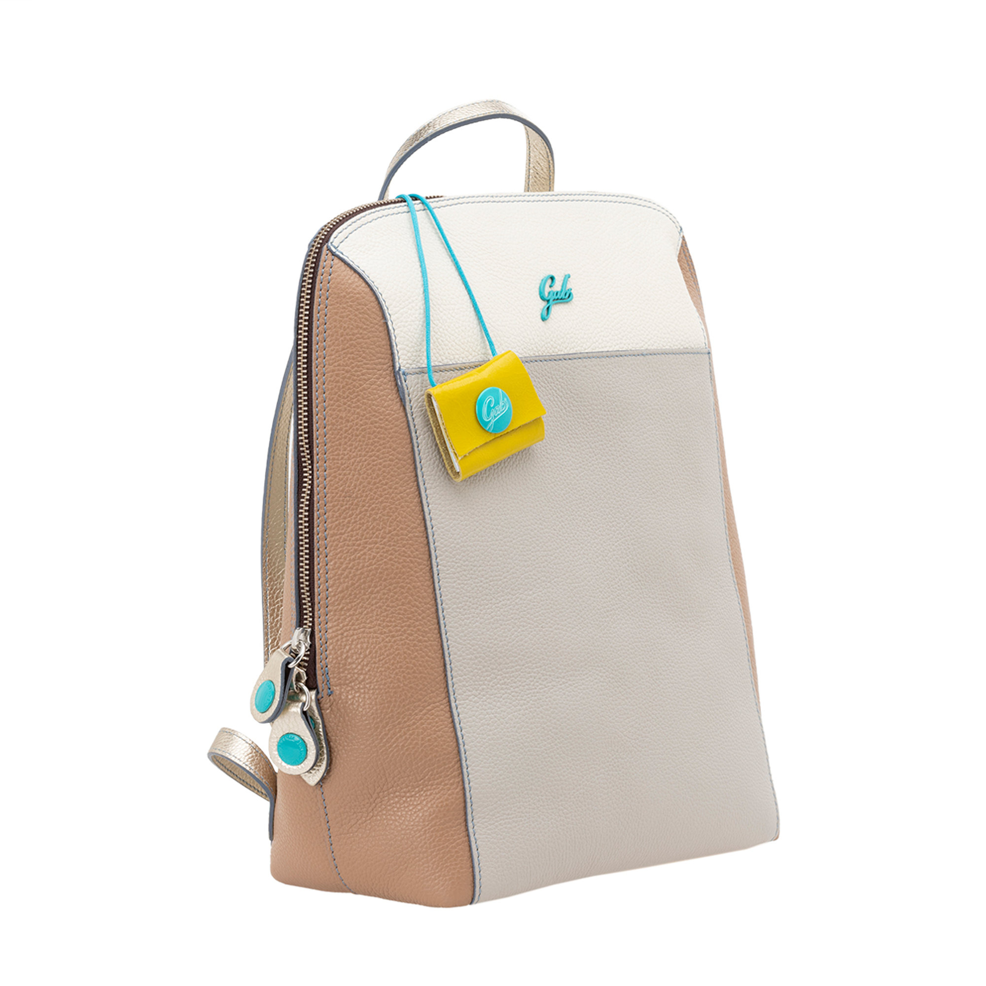 Zaino Sandra colorblock grigio marrone e beige Gabs vista1