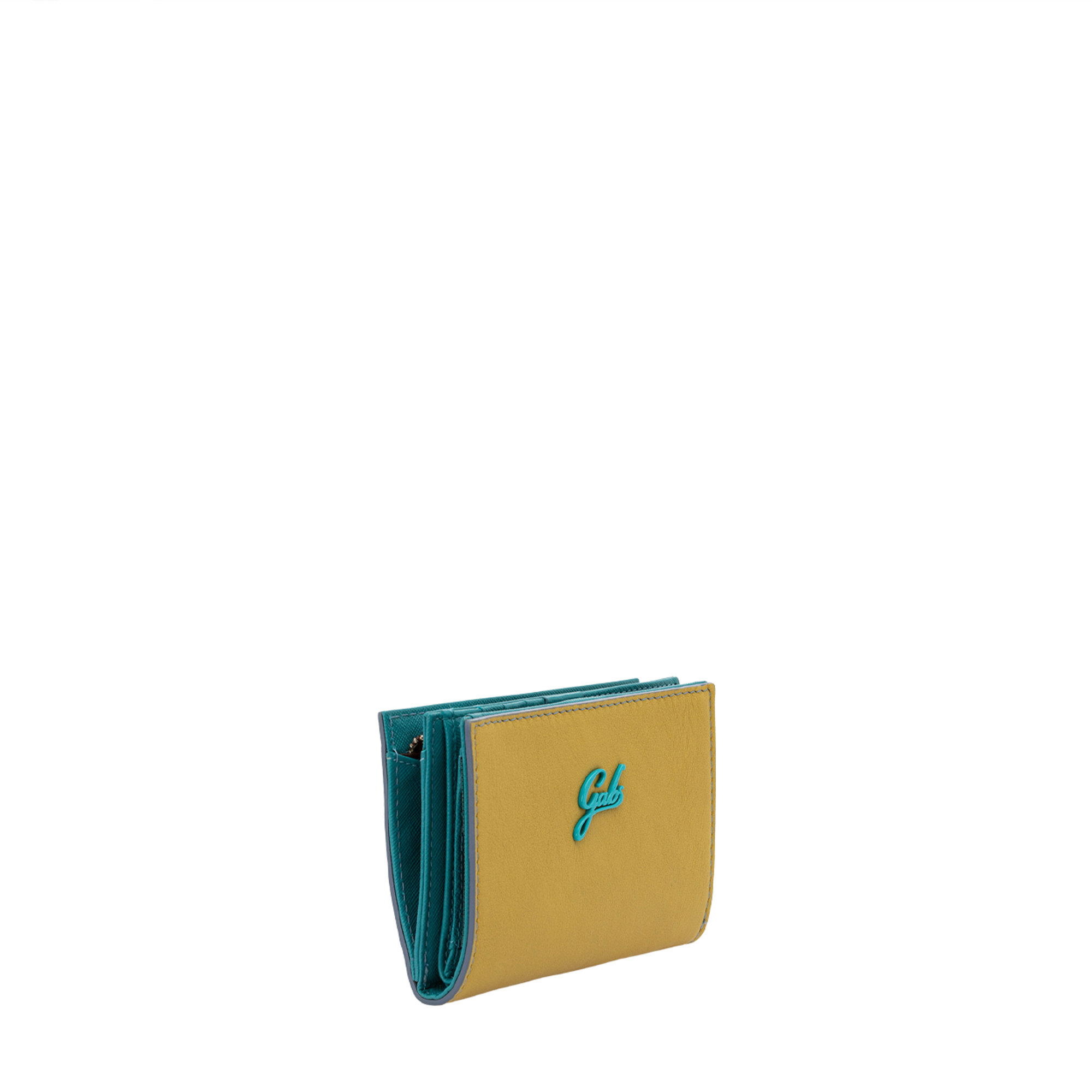 Portafoglio Gmoney14 in pelle verde con interno ottanio Gabs vista2