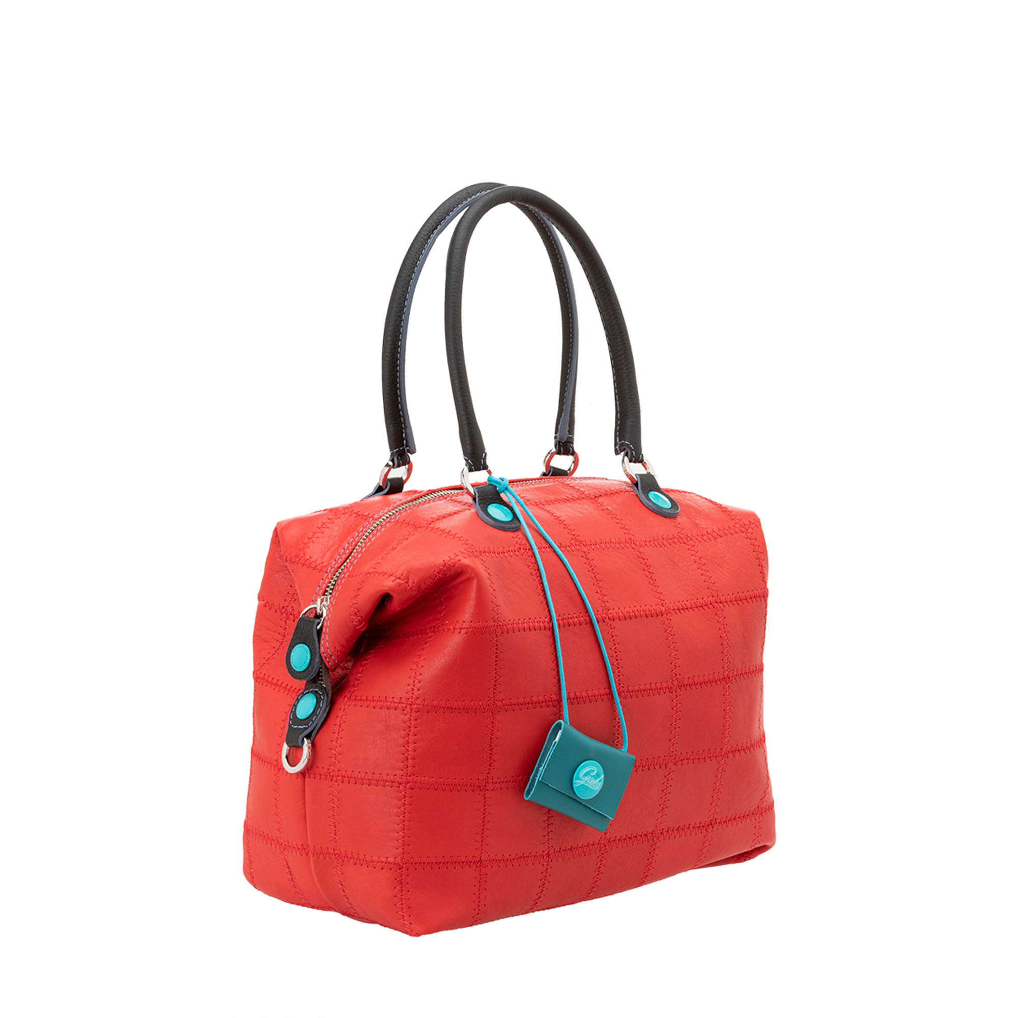 Shopper trasformabile G43 in patchwork rosso corallo Gabs vista1