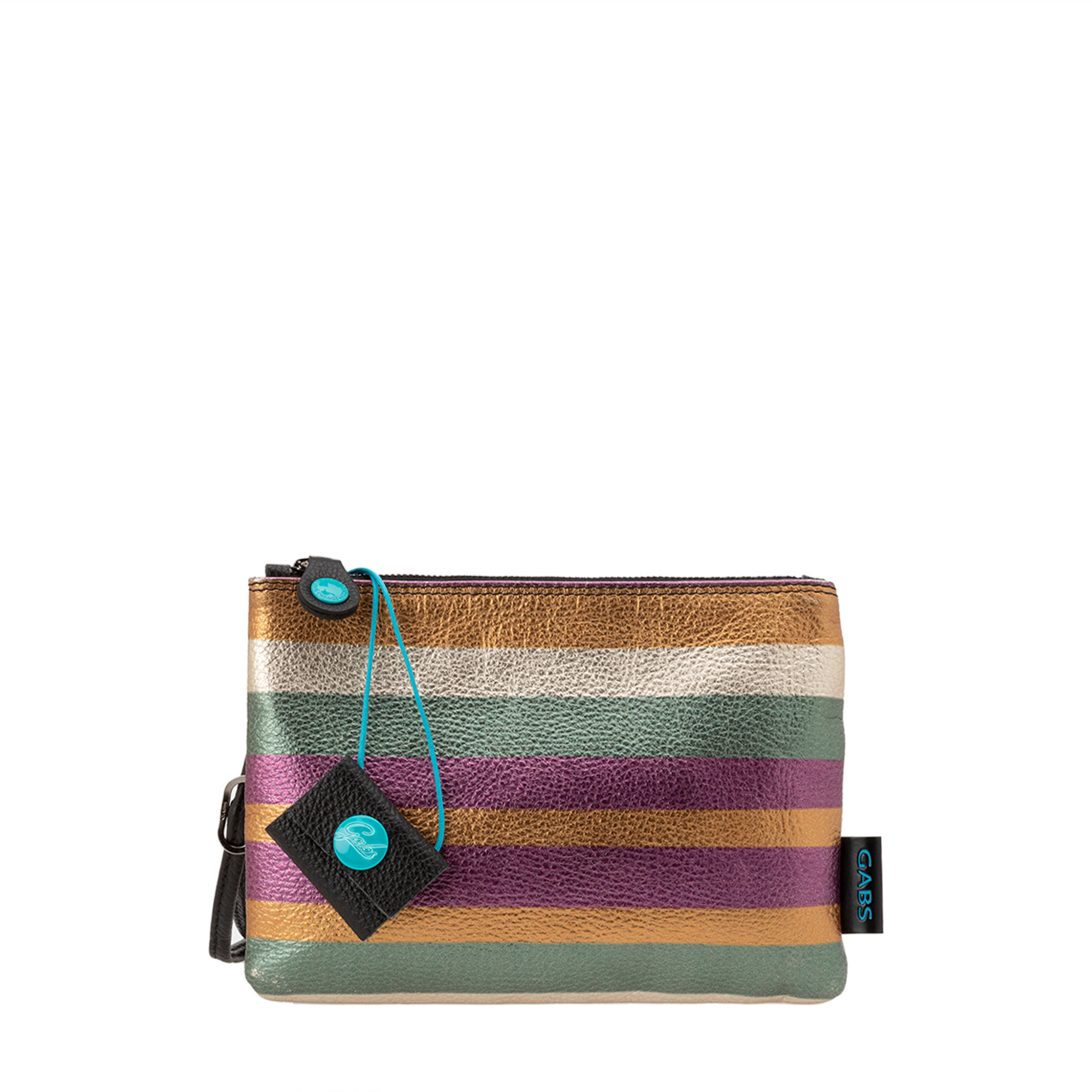 Pochette Beyonce small in pelle laminata a righe multicolor Gabs vista0