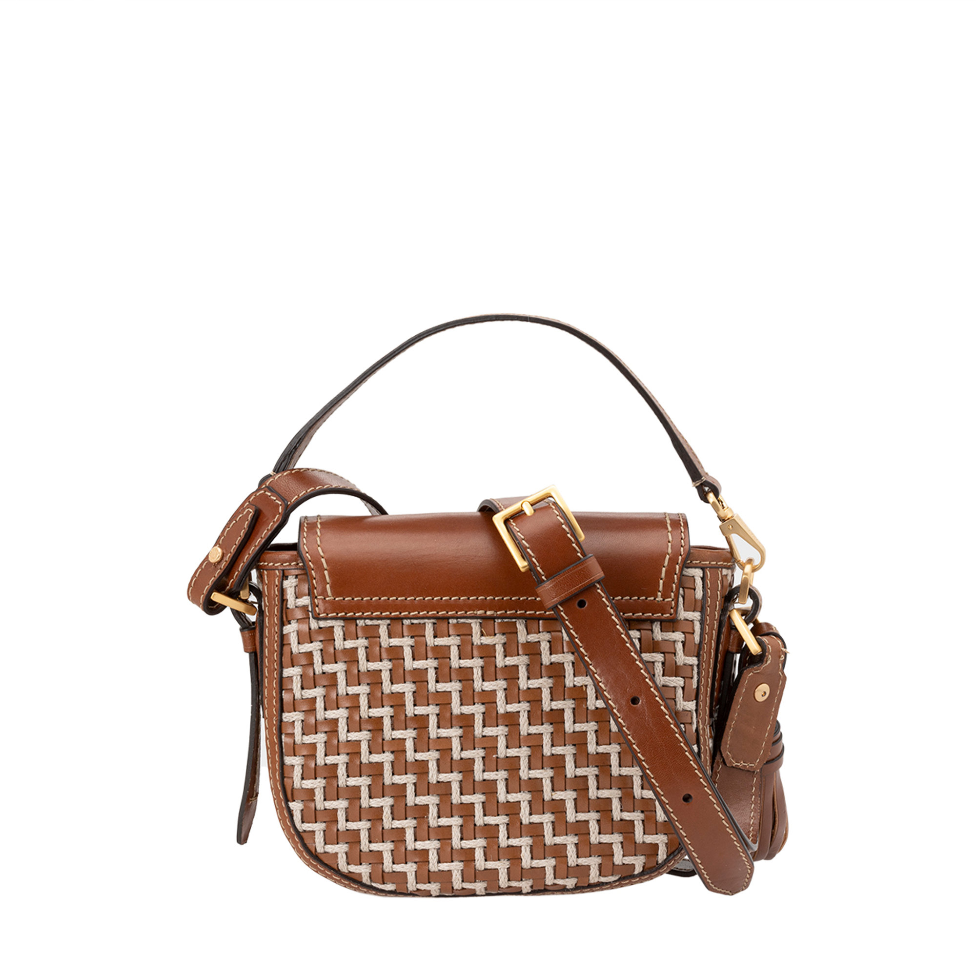 The Bridge Tracollina in pelle e cordura marrone e naturale The Bridge vista1